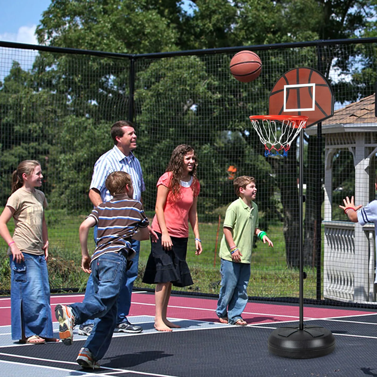 Kids Basketball Hoop with Dart Board and Double-sided Backboard - Image 3