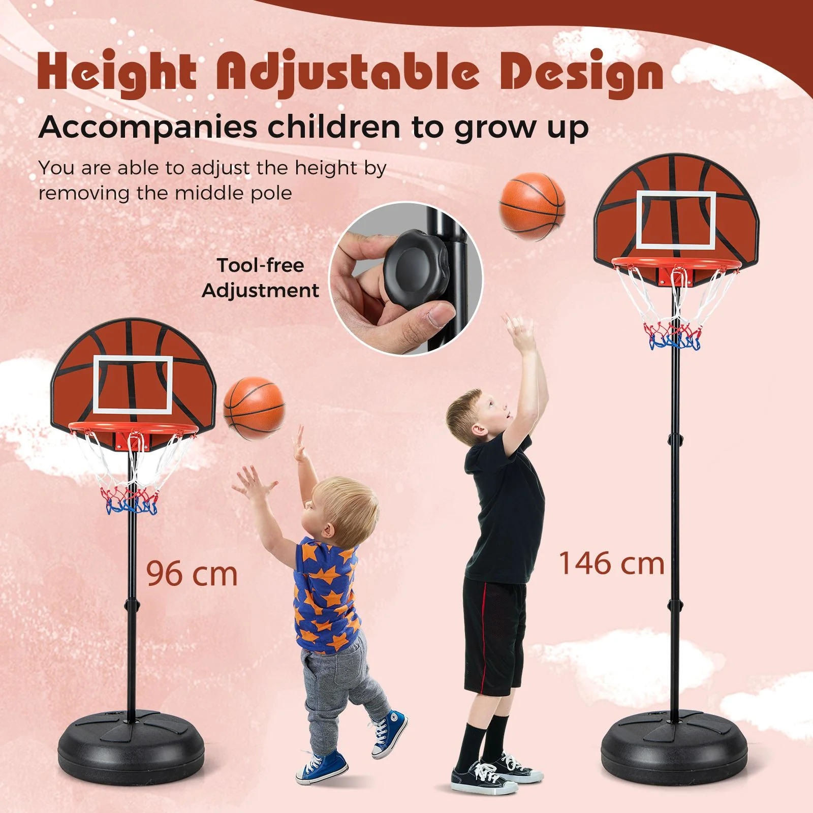 Kids Basketball Hoop with Dart Board and Double-sided Backboard - Image 9