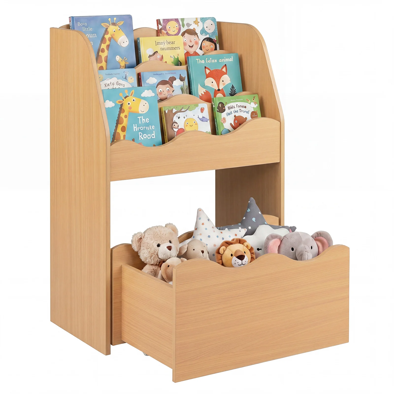 Kids Bookshelf and Toy Storage Organizer, 3-Tier Wooden Kids Book Shelf - Image 12
