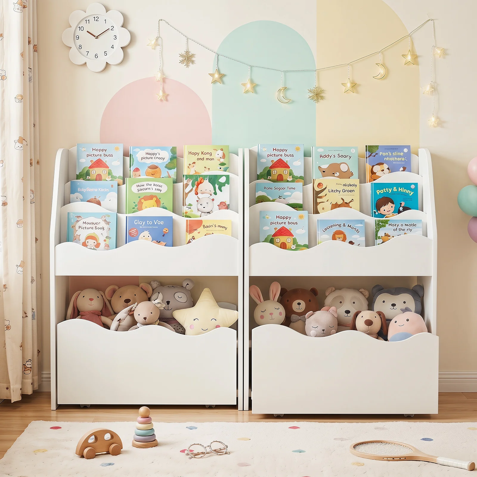 Kids Bookshelf and Toy Storage Organizer, 3-Tier Wooden Kids Book Shelf - Image 4