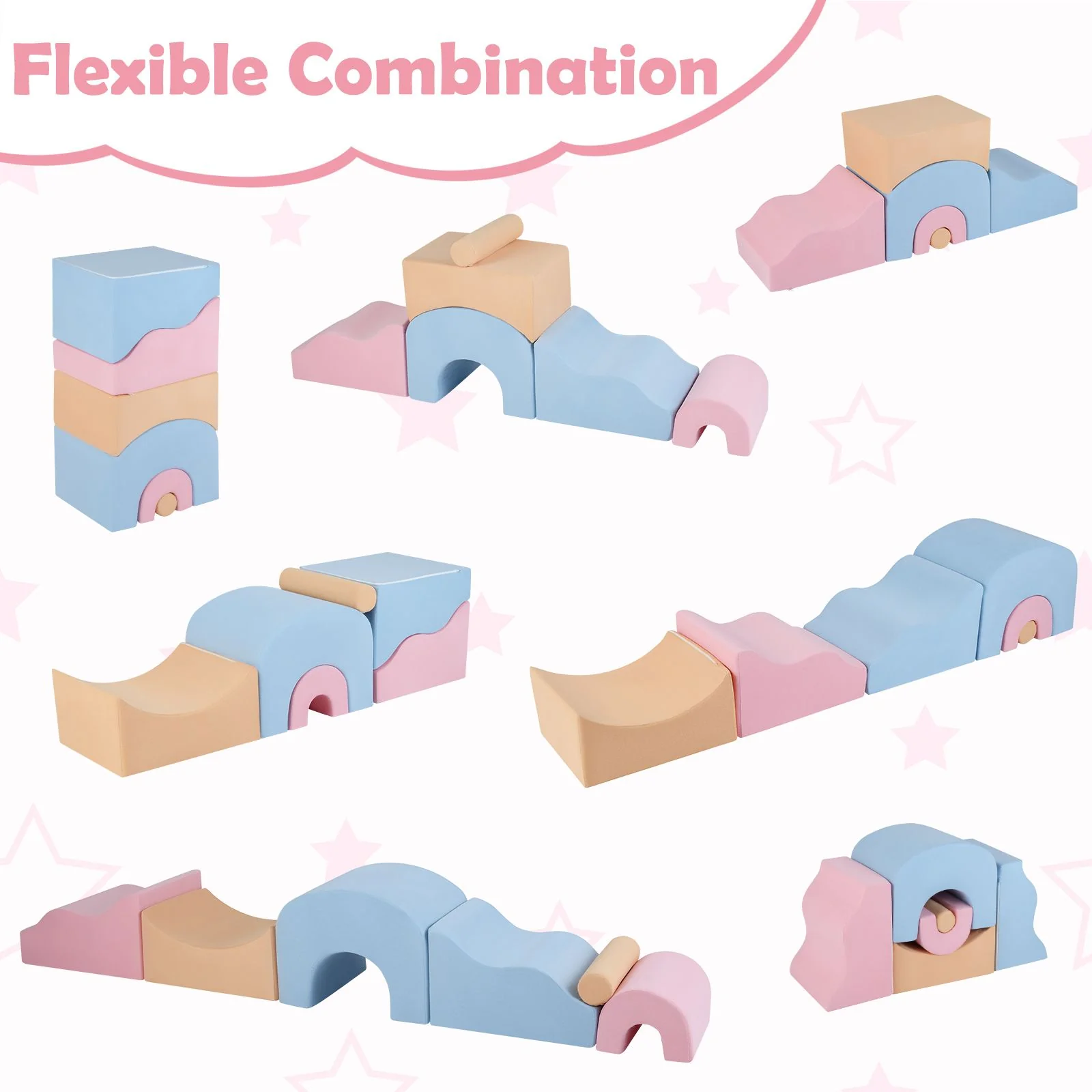 6-Piece Kids Crawl & Climb foam Play Set w/ Suede Fabric Covers - Image 5