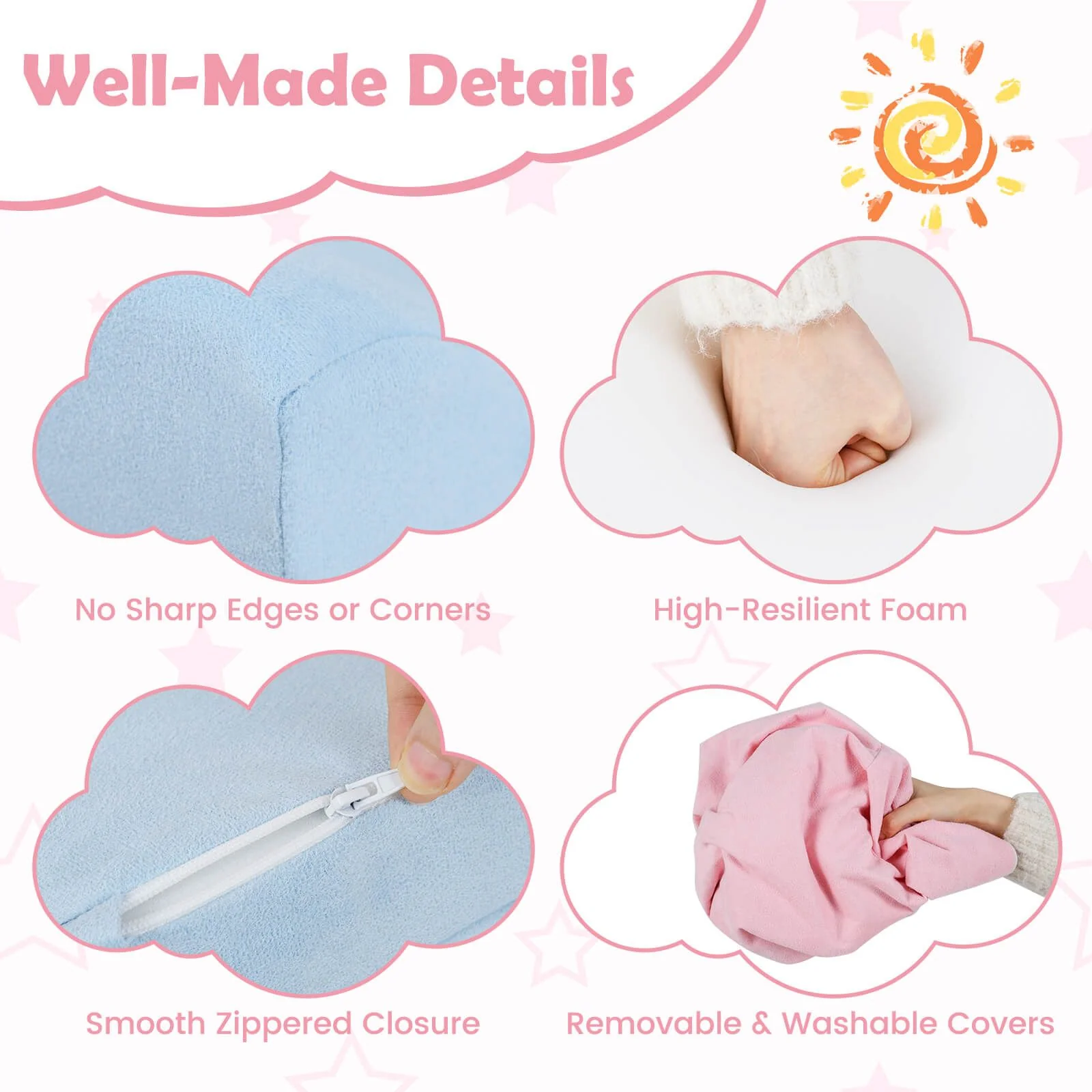 6-Piece Kids Crawl & Climb foam Play Set w/ Suede Fabric Covers - Image 6