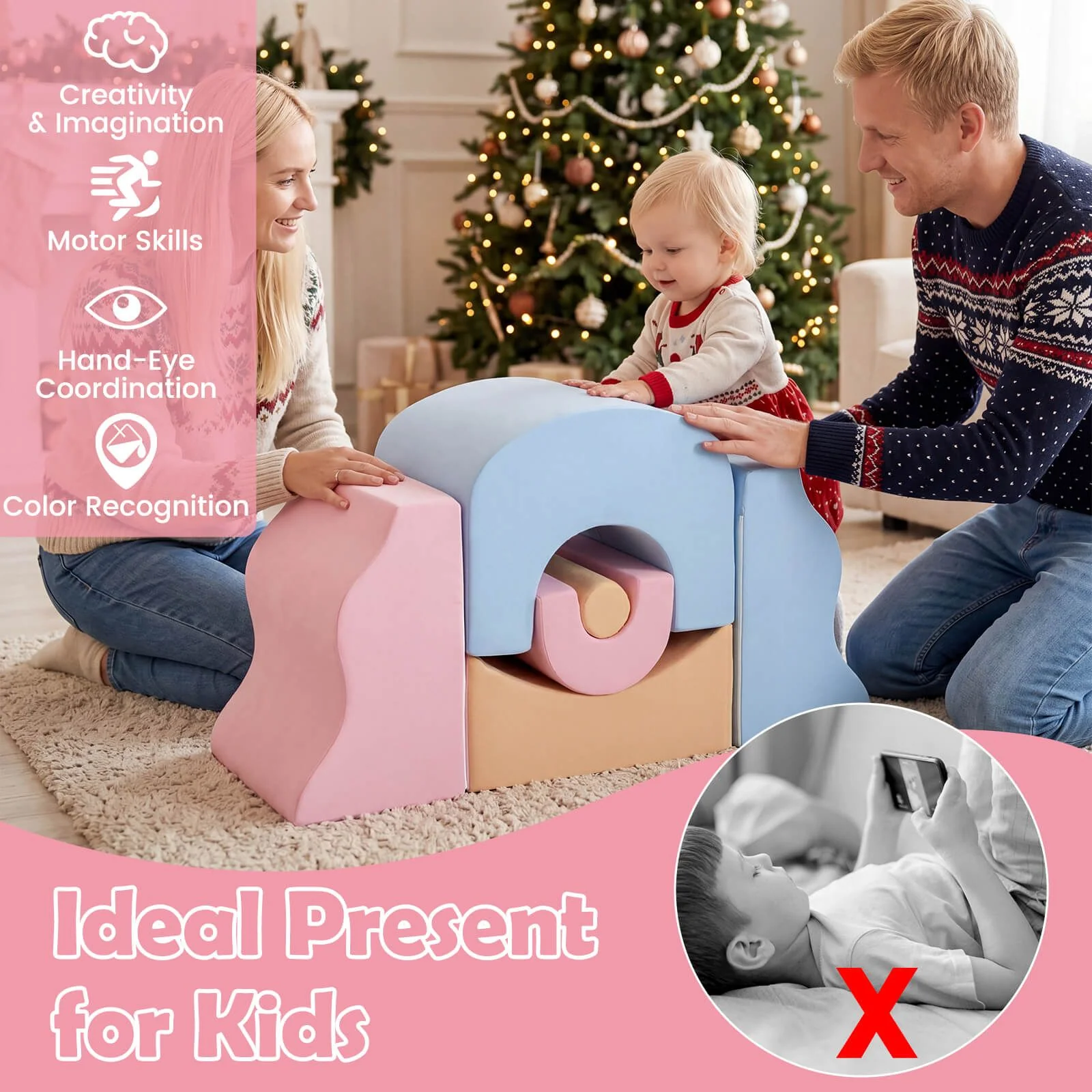 6-Piece Kids Crawl & Climb foam Play Set w/ Suede Fabric Covers - Image 8