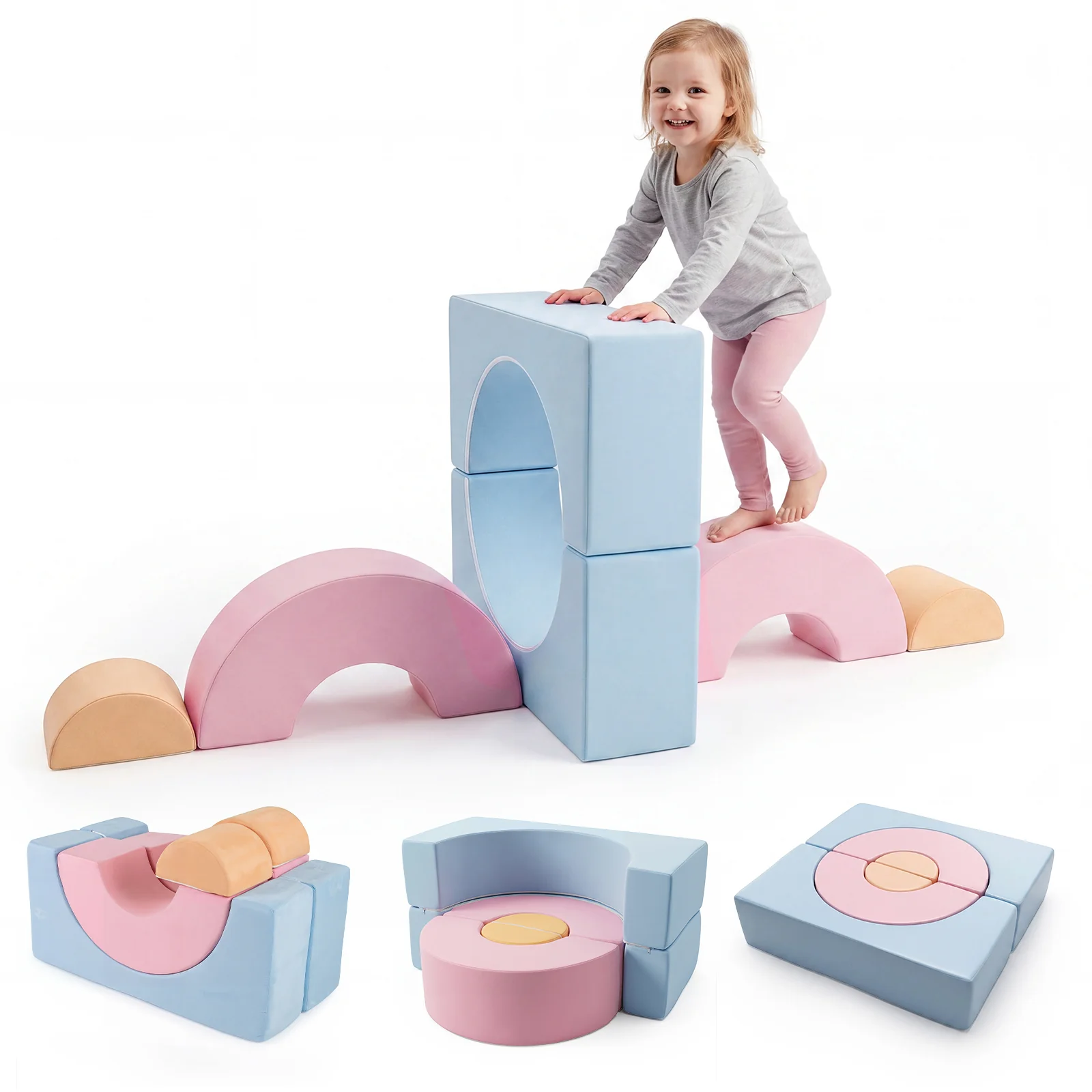 6-Piece Kids Crawl & Climb Foam Play Set, Foam Climbing Blocks for Toddlers