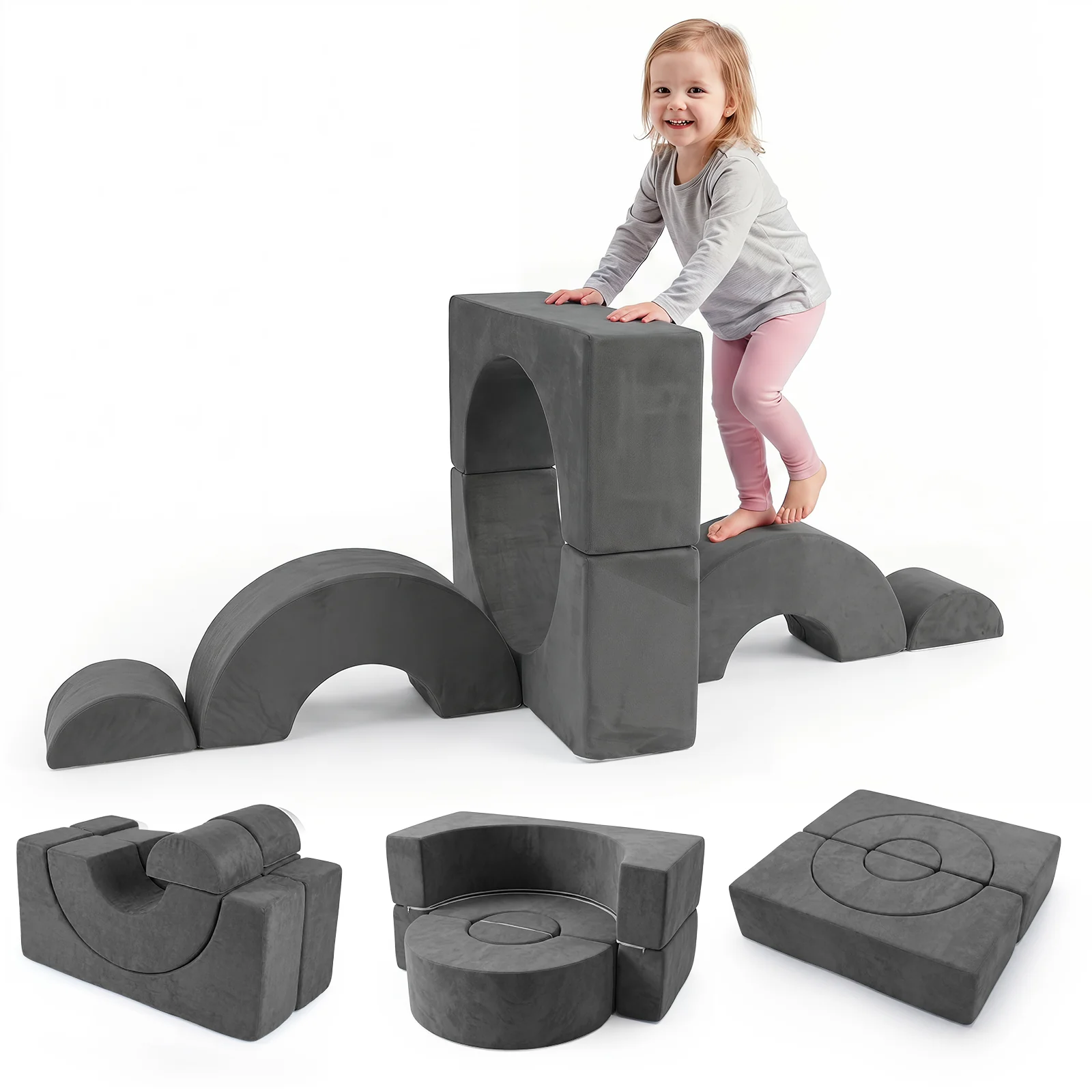 6-Piece Kids Crawl & Climb Foam Play Set, Foam Climbing Blocks for Toddlers - Image 10