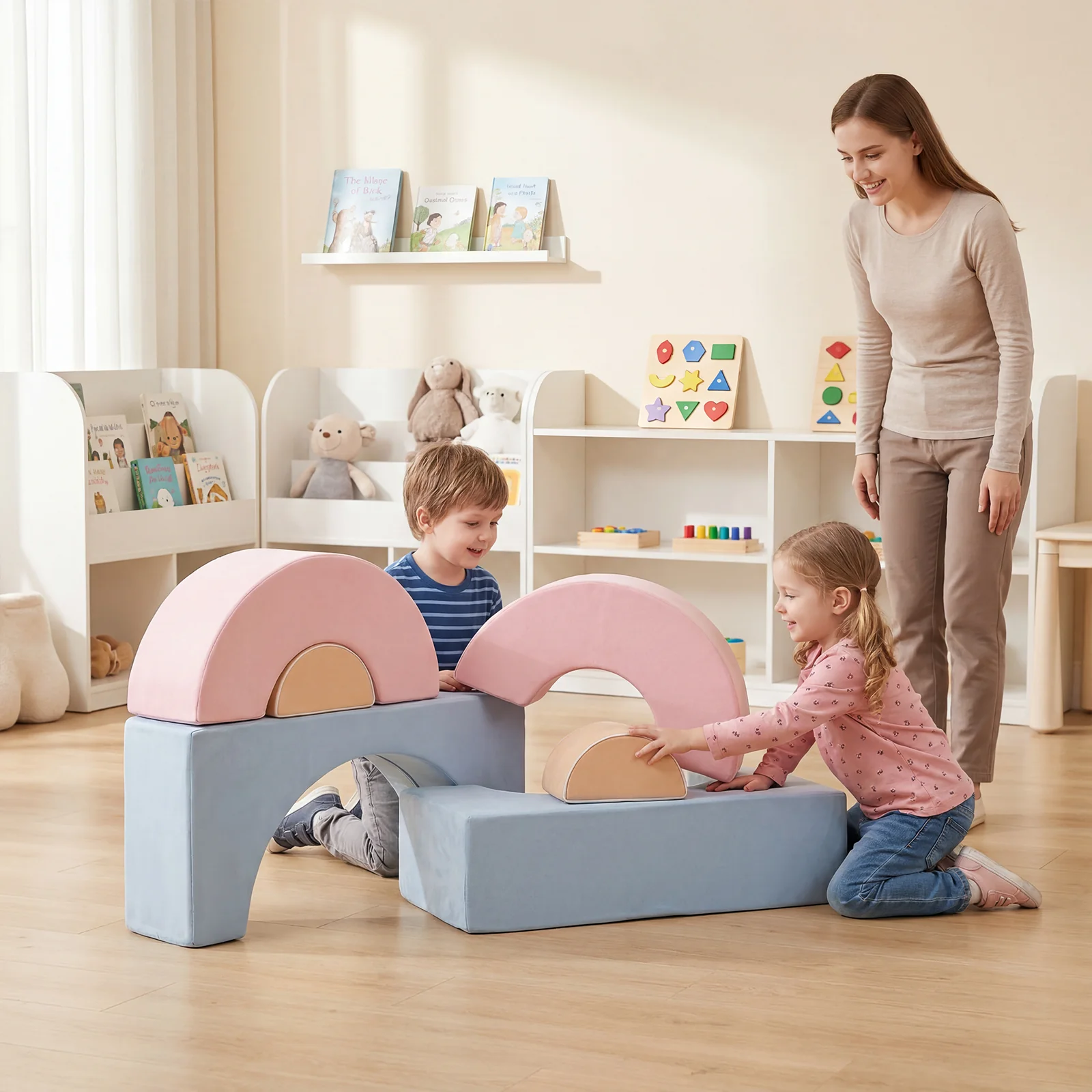 6-Piece Kids Crawl & Climb Foam Play Set, Foam Climbing Blocks for Toddlers - Image 2
