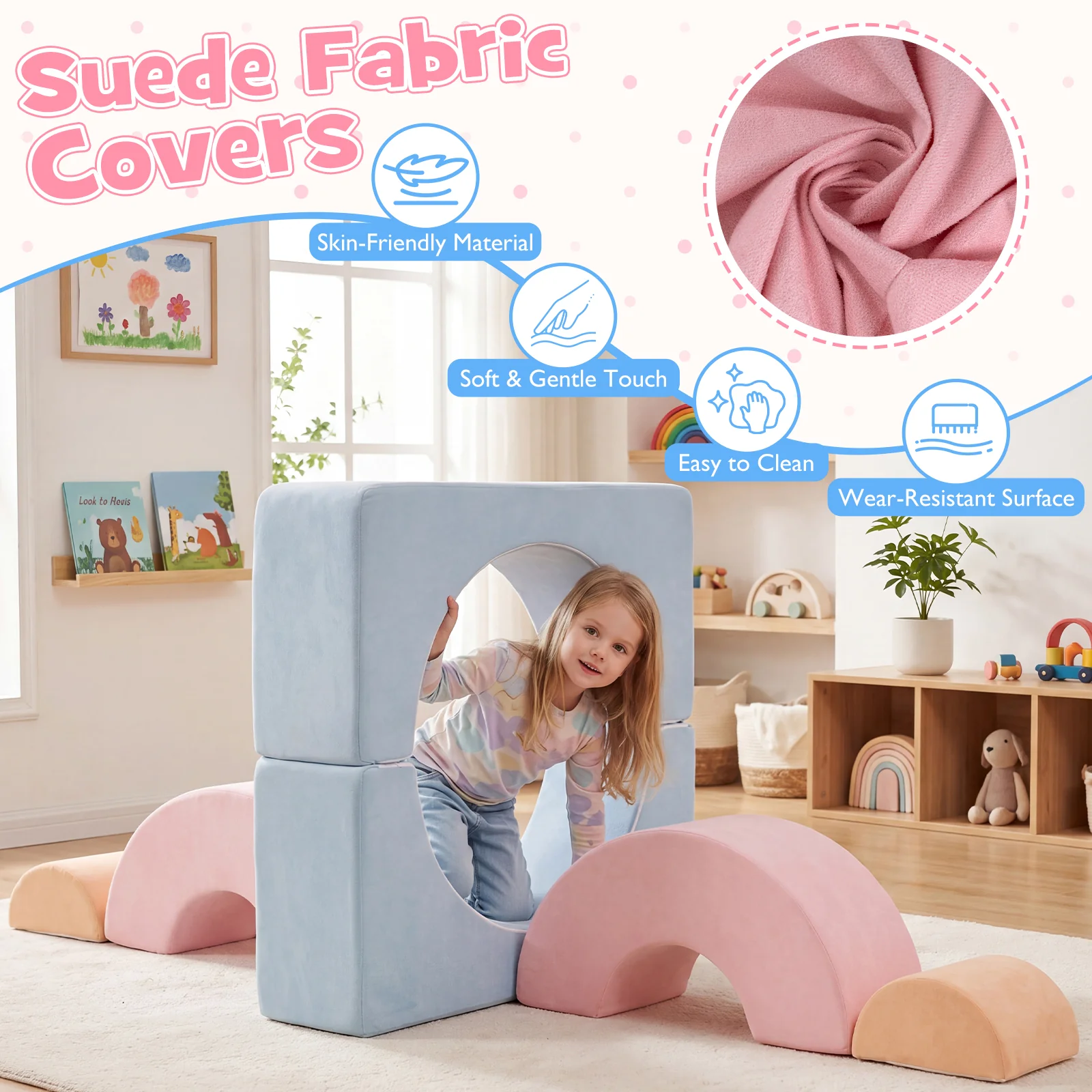 6-Piece Kids Crawl & Climb Foam Play Set, Foam Climbing Blocks for Toddlers - Image 6