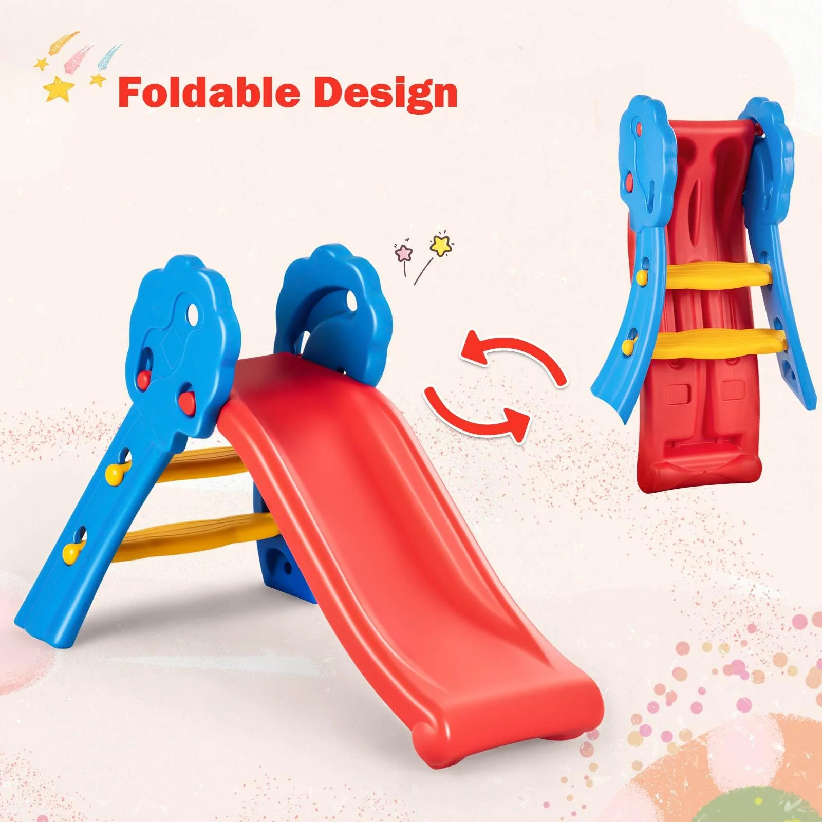 Kids Foldable Slide Toddler Freestanding Slide Toy W/Guardrails Max. Load 50 KG - Image 3