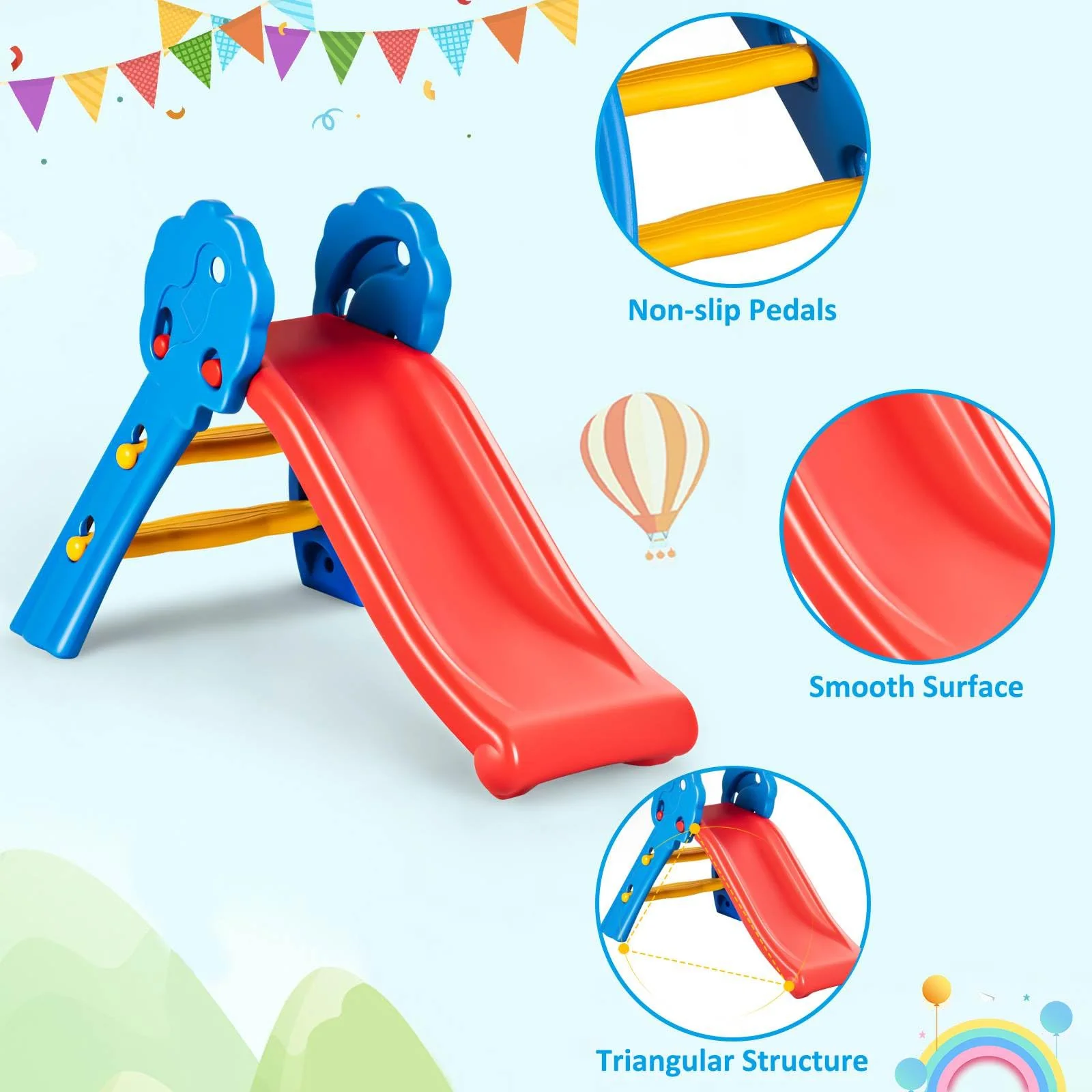 Kids Foldable Slide Toddler Freestanding Slide Toy W/Guardrails Max. Load 50 KG - Image 5