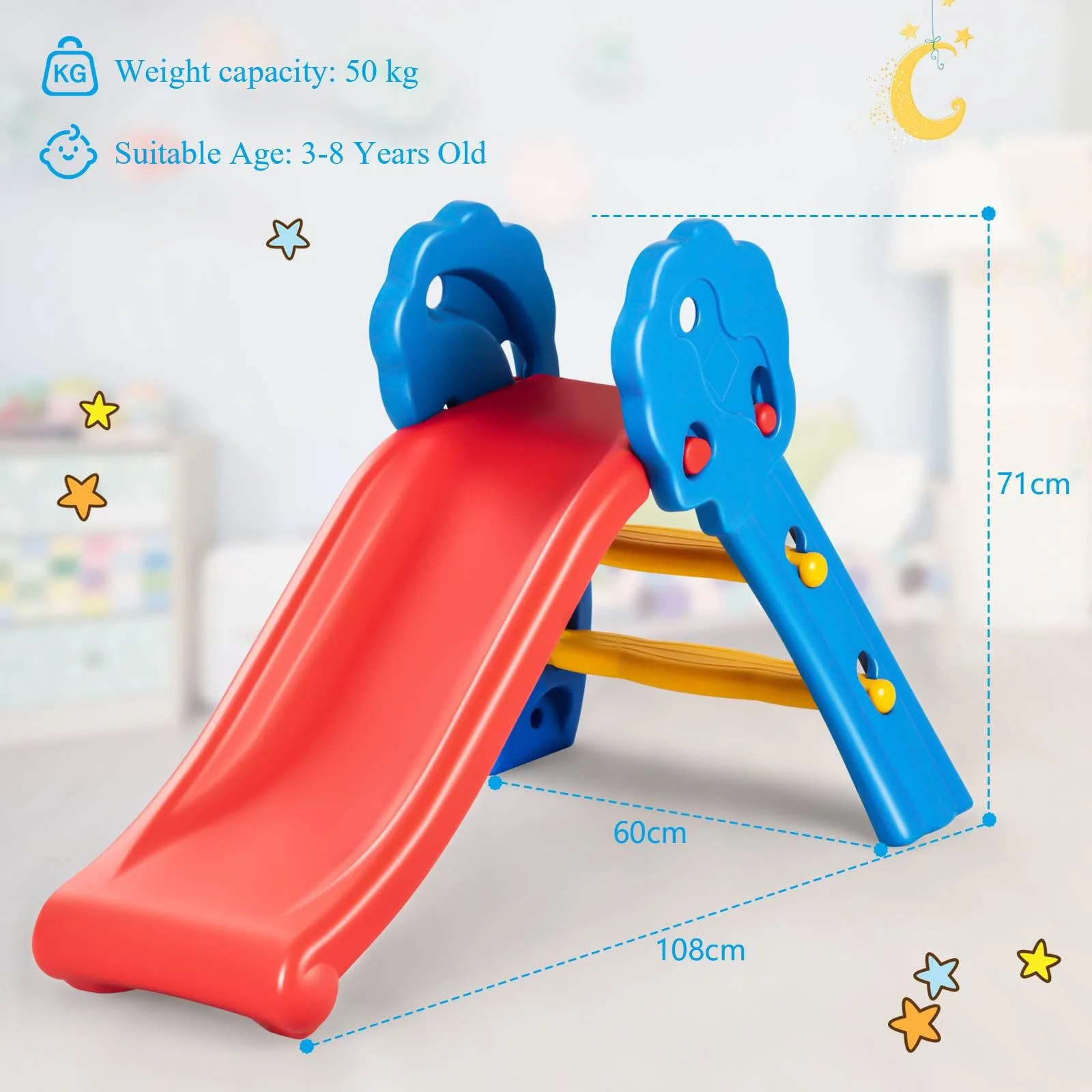 Kids Foldable Slide Toddler Freestanding Slide Toy W/Guardrails Max. Load 50 KG - Image 6