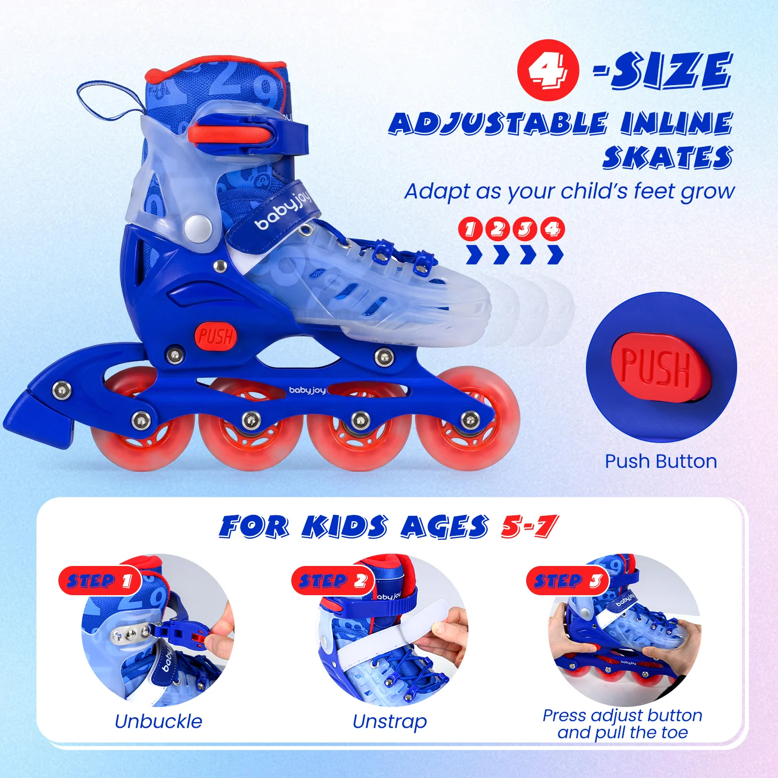 Kids Inline Skates with Light Up Wheels and Safety Protection for Beginners - Image 4