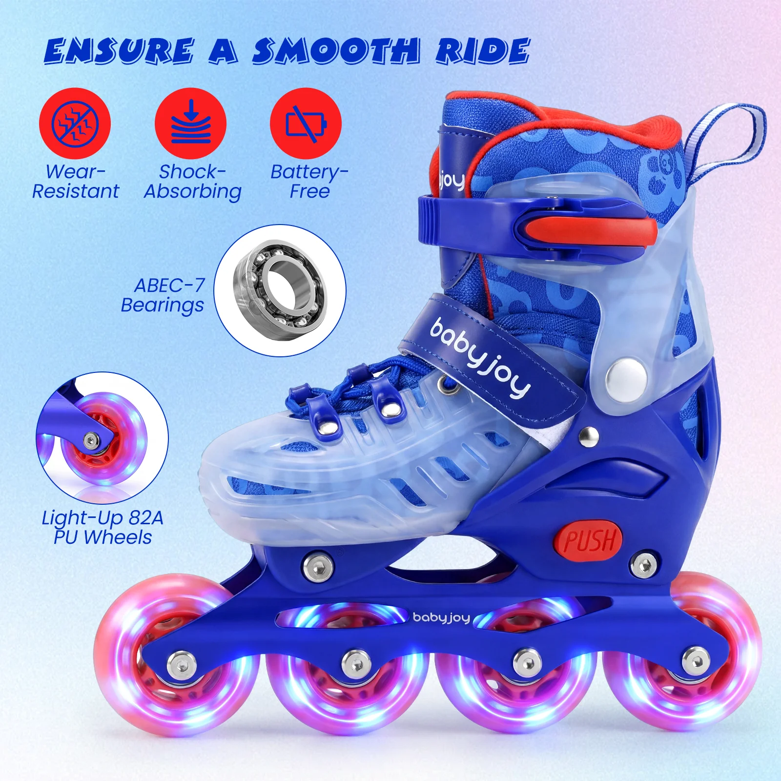 Kids Inline Skates with Light Up Wheels and Safety Protection for Beginners - Image 5