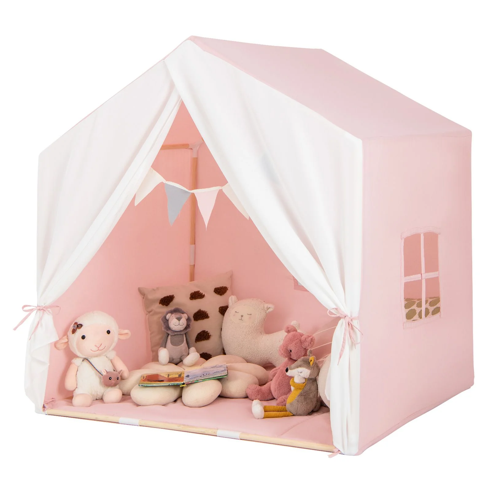 Kid's Play Tent with Washable Cotton Mat and Flag Banner for Kids Aged 3+ - Image 11