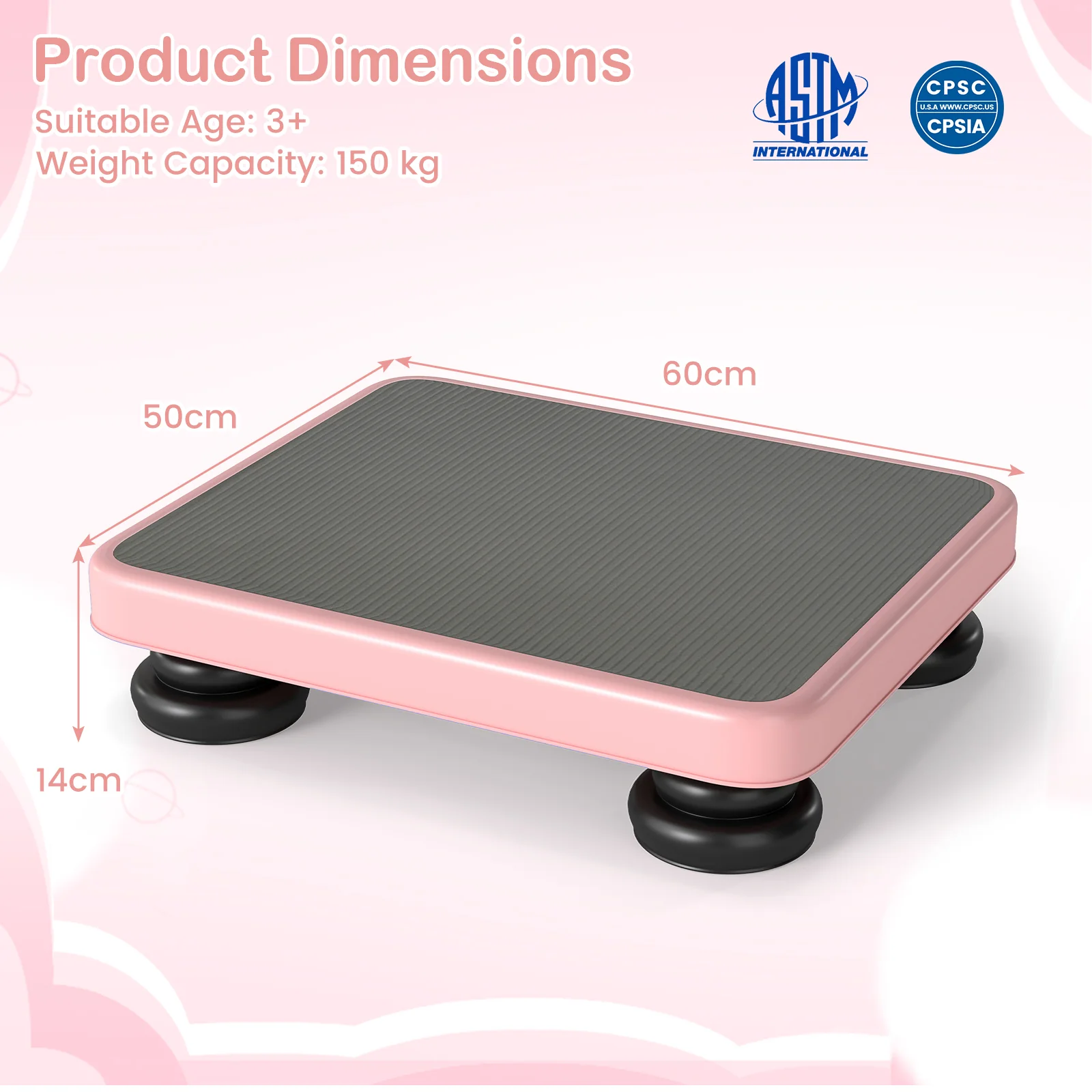 Kids Rebounder Bouncing Board, 60 x 50 cm Mini Trampoline with Elastic Rope, Sensory Bounce Board - Image 4