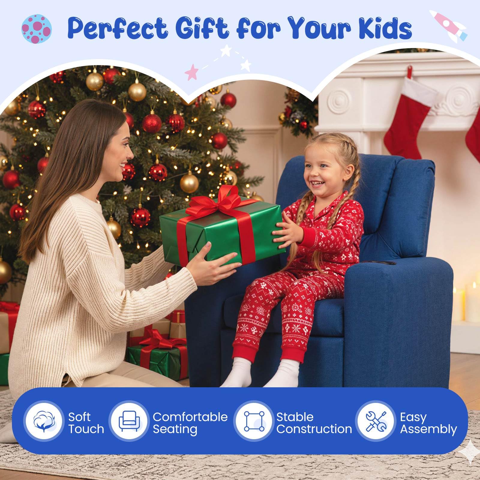 Kids Recliner Chair, Push Back Toddler Sofa with Cup Holder - Image 7