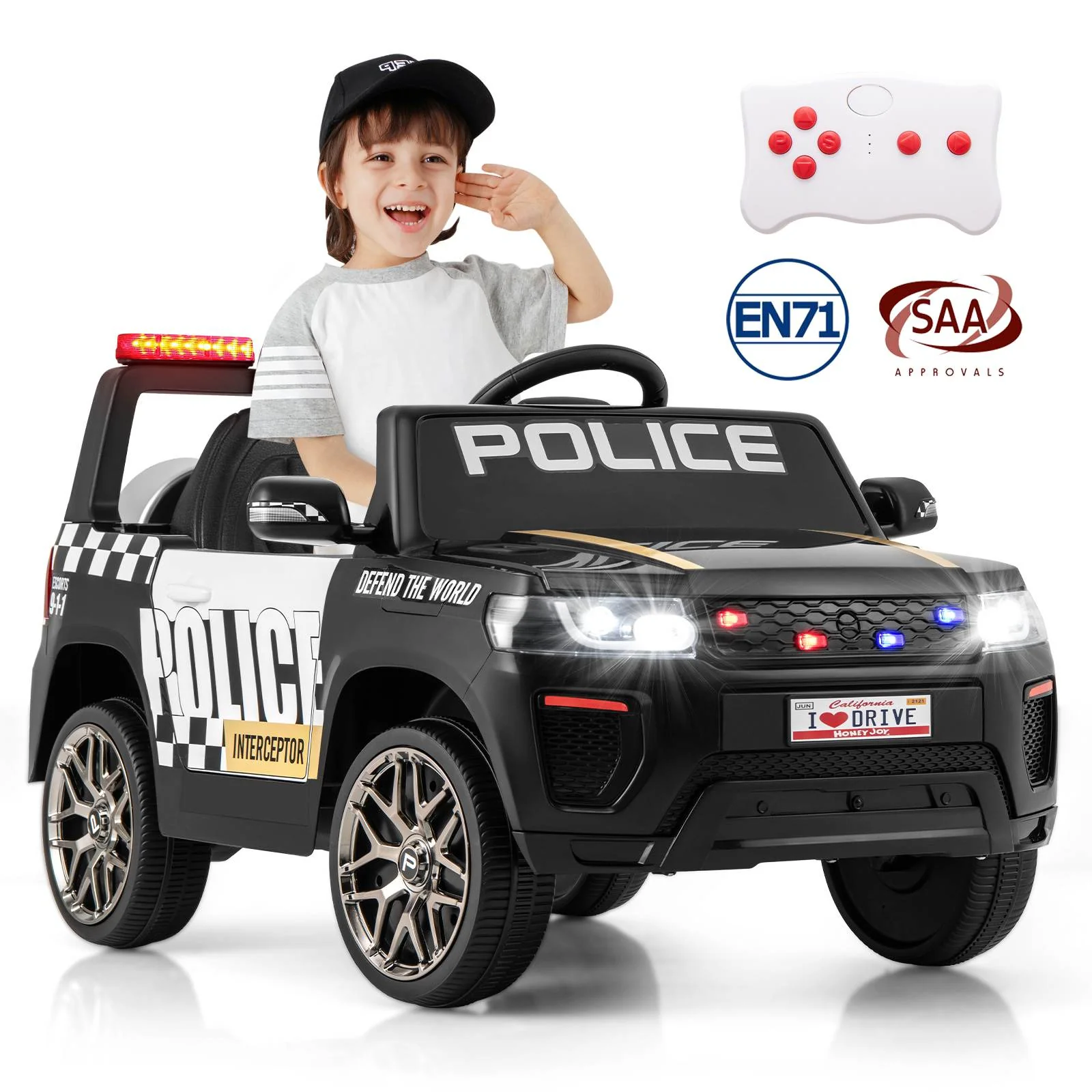 Kids Ride on Police Car 12V Electric Battery Powered Cop Car Flashing Lights - Image 11
