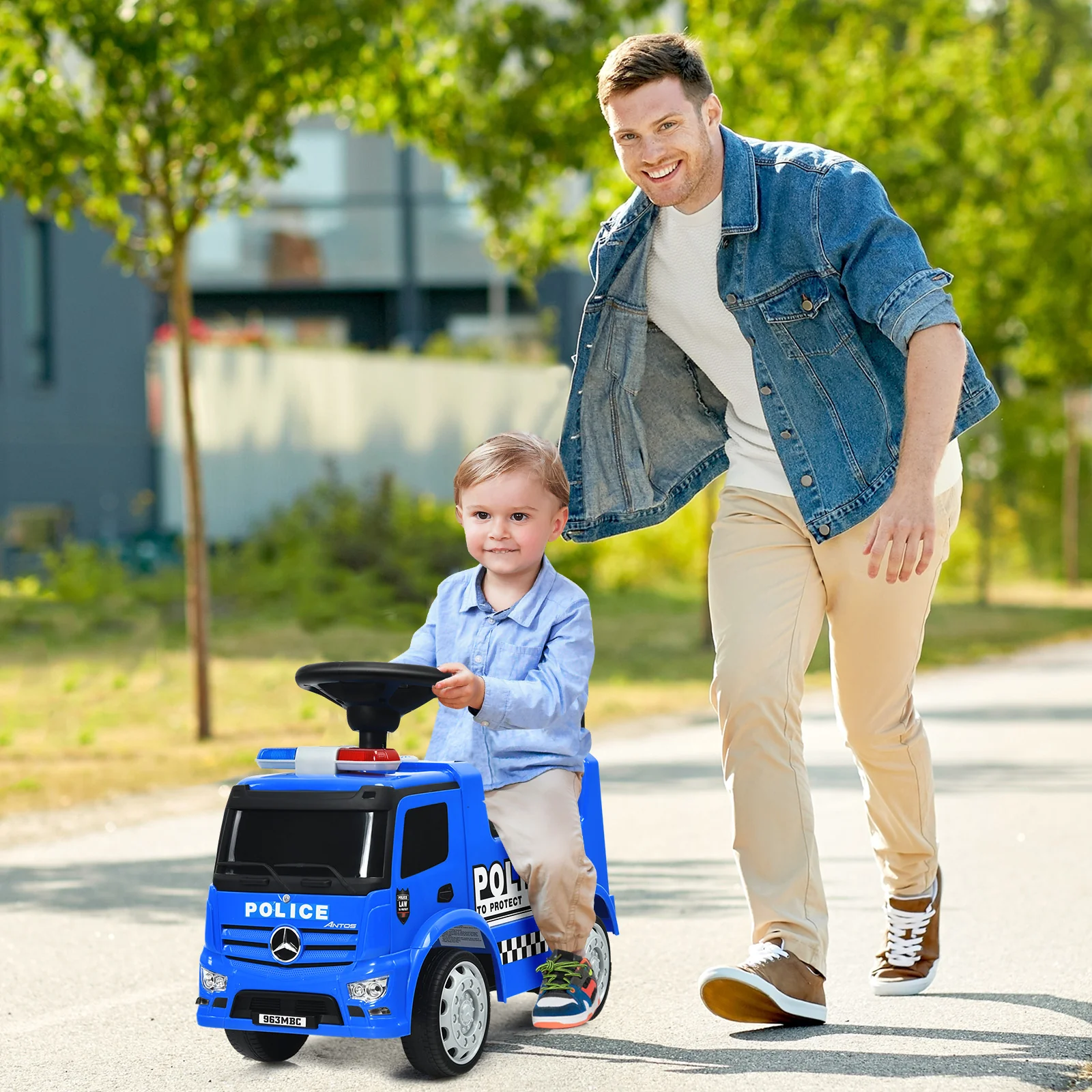 Kids Ride on Police Car, Licensed Mercedes Benz Toddler Push Car - Image 2