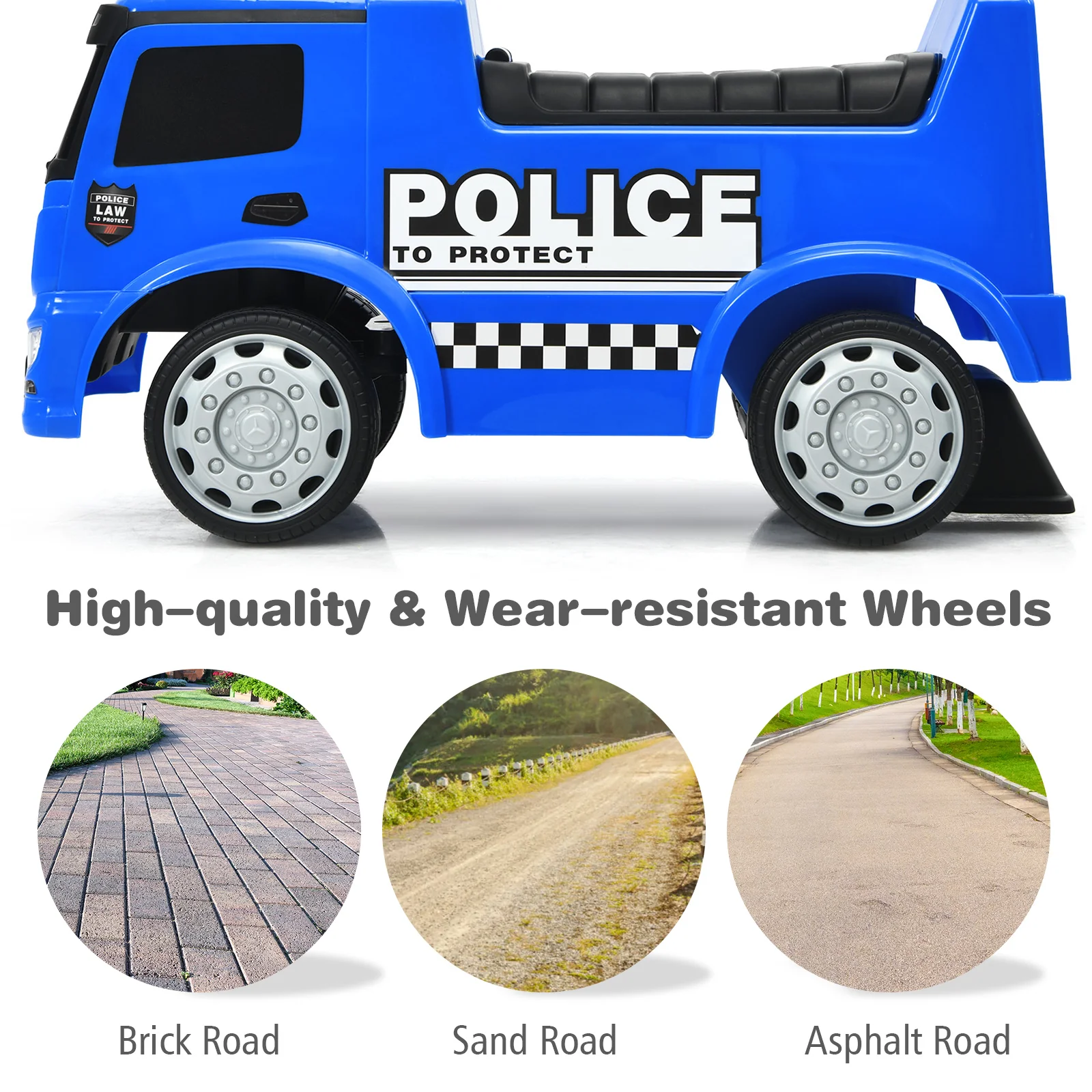 Kids Ride on Police Car, Licensed Mercedes Benz Toddler Push Car - Image 7