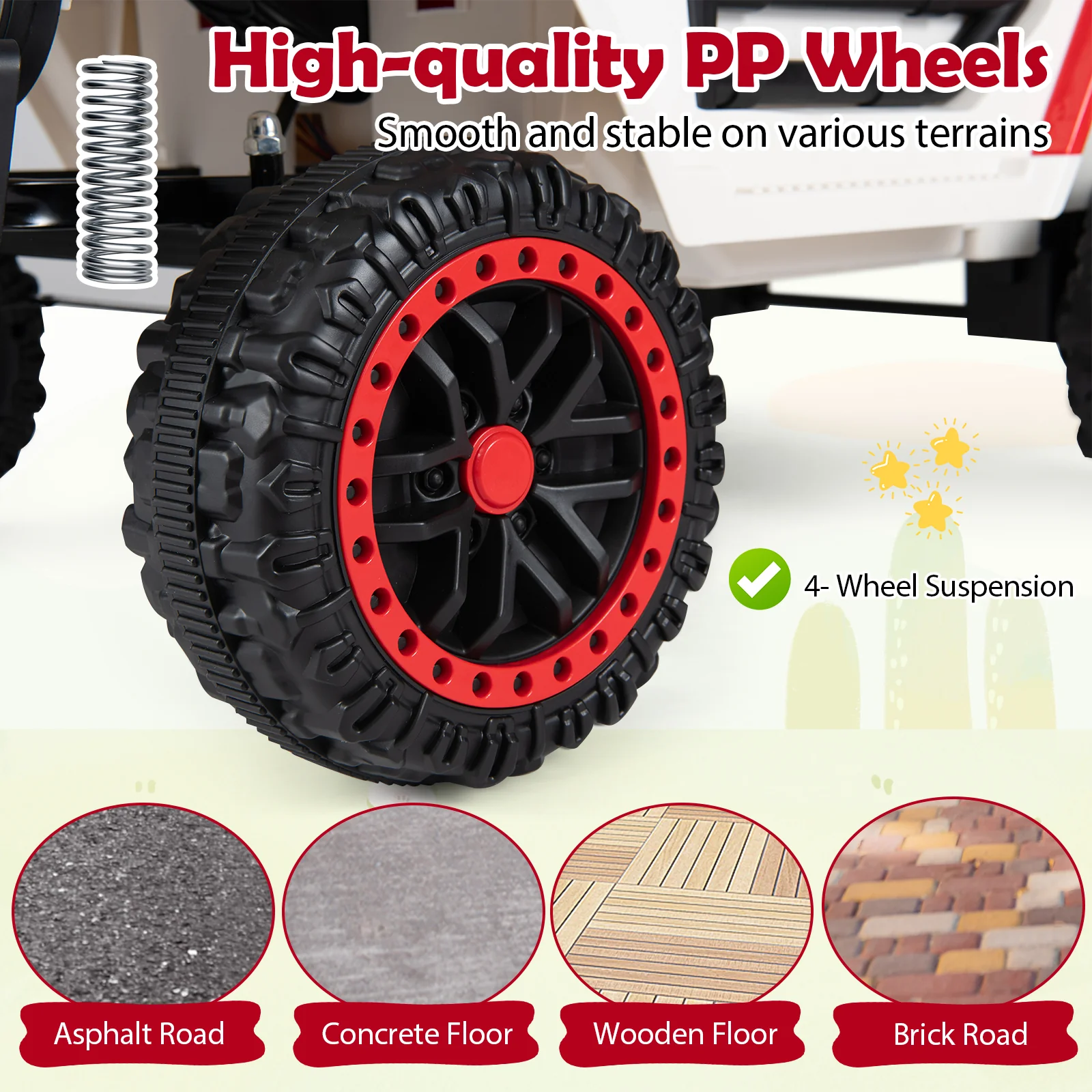 Kids Ride on Truck, 12V Electric Toy Vehicle w/ Remote Control, 3 Speeds, LED Lights, Horn, Music, Story, USB, AUX - Image 11
