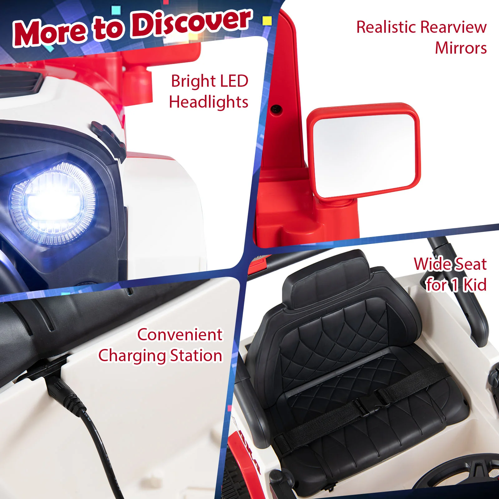 Kids Ride on Truck, 12V Electric Toy Vehicle w/ Remote Control, 3 Speeds, LED Lights, Horn, Music, Story, USB, AUX - Image 12