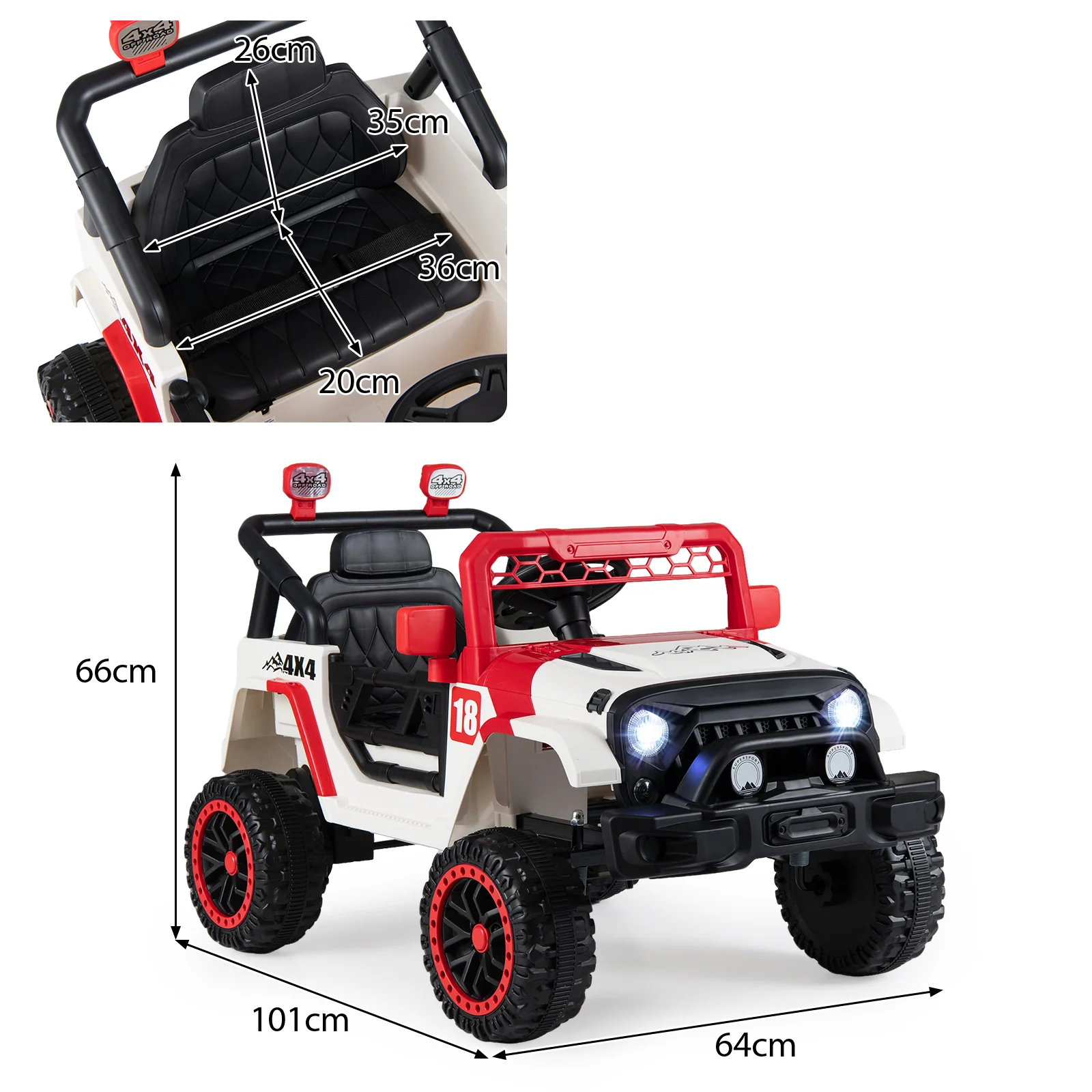 Kids Ride on Truck, 12V Electric Toy Vehicle w/ Remote Control, 3 Speeds, LED Lights, Horn, Music, Story, USB, AUX - Image 16
