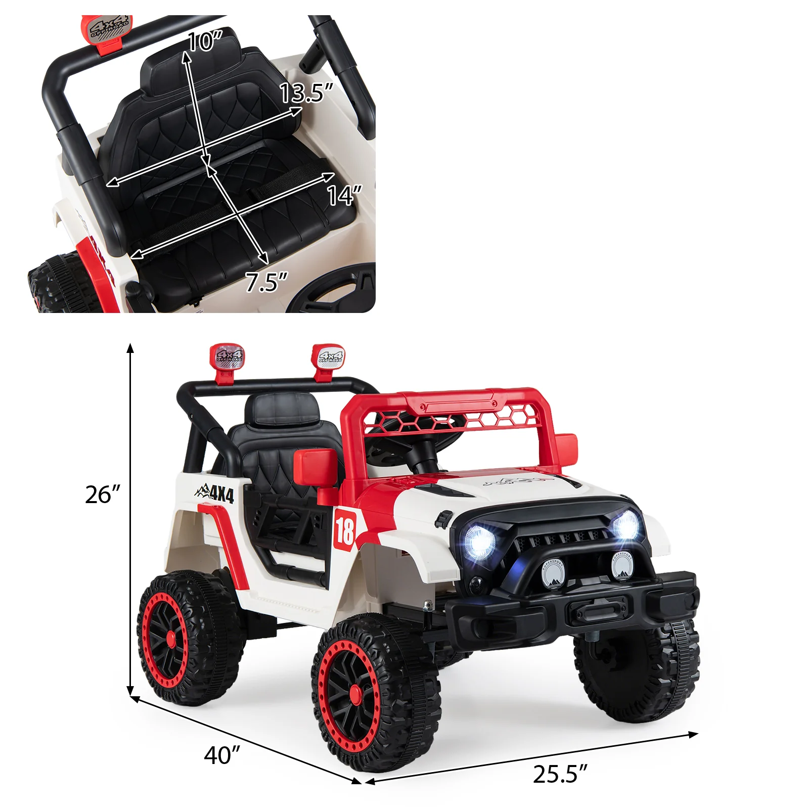 Kids Ride on Truck, 12V Electric Toy Vehicle w/ Remote Control, 3 Speeds, LED Lights, Horn, Music, Story, USB, AUX - Image 17