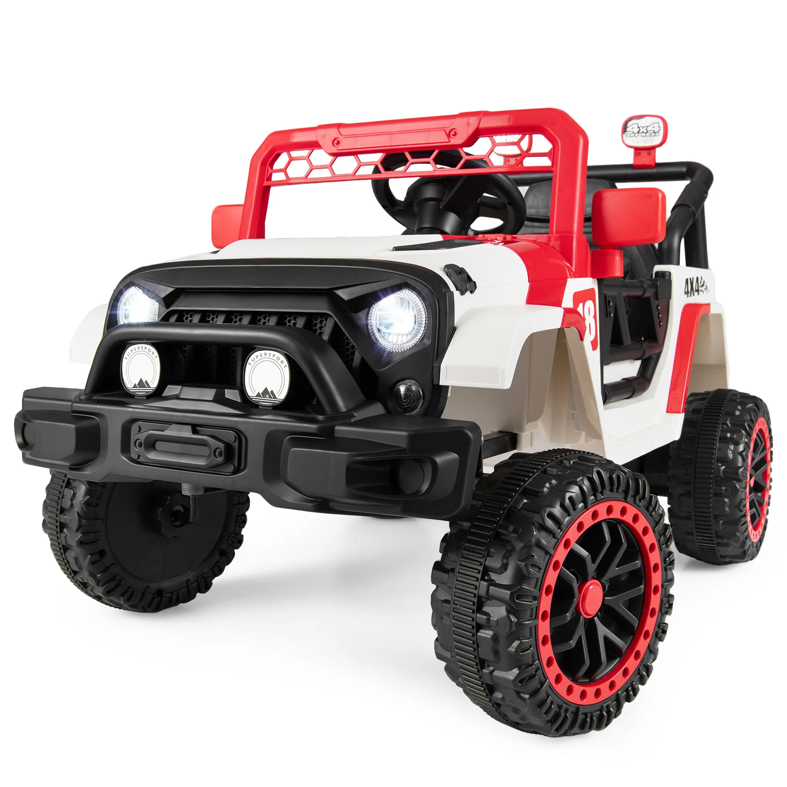 Kids Ride on Truck, 12V Electric Toy Vehicle w/ Remote Control, 3 Speeds, LED Lights, Horn, Music, Story, USB, AUX - Image 4