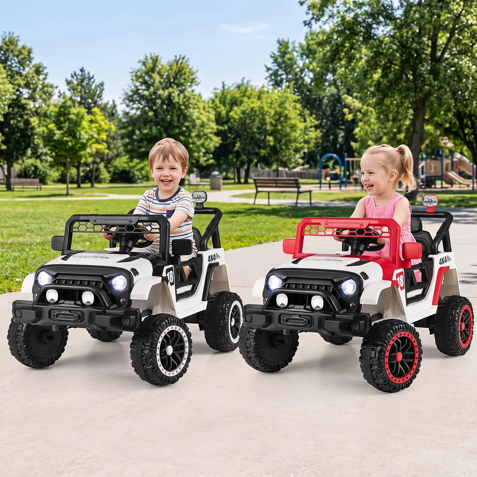 Kids Ride on Truck, 12V Electric Toy Vehicle w/ Remote Control, 3 Speeds, LED Lights, Horn, Music, Story, USB, AUX - Image 5