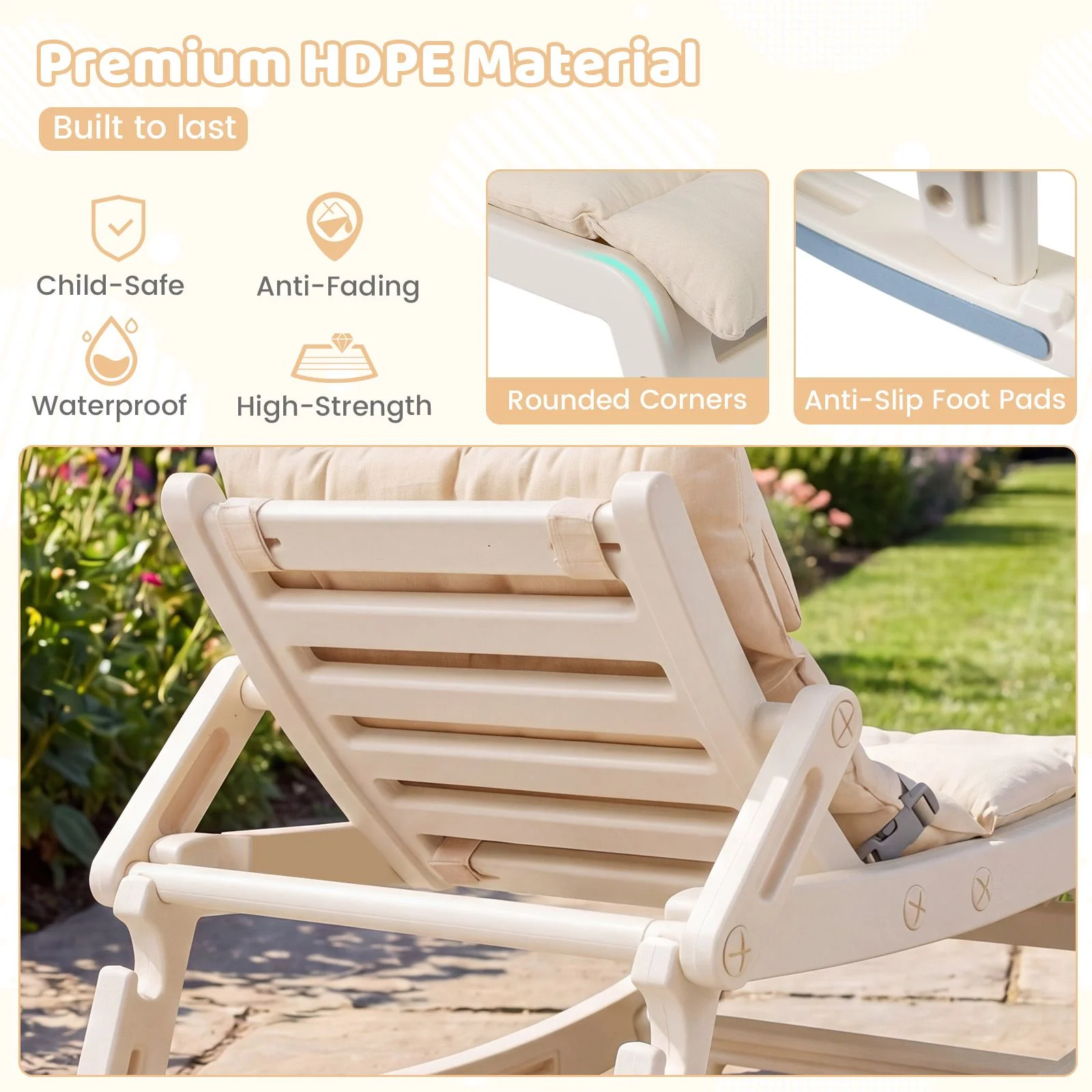 Kids Rocking Chair with Adjustable Backrest & Washable Cushion for 6+ Months - Image 9