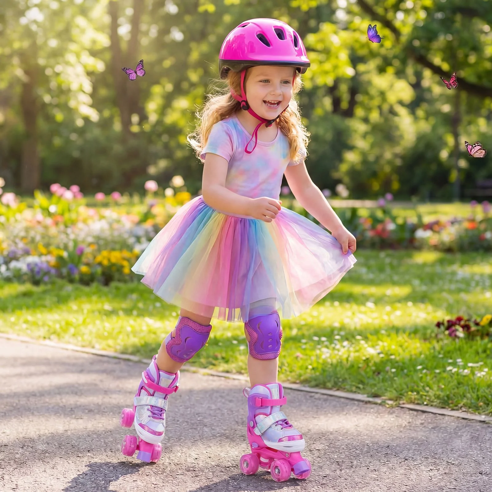 Kids Roller Skates for Toddlers Ages 7-9 with 4 Light-up Wheels for Outdoor Activities - Image 2