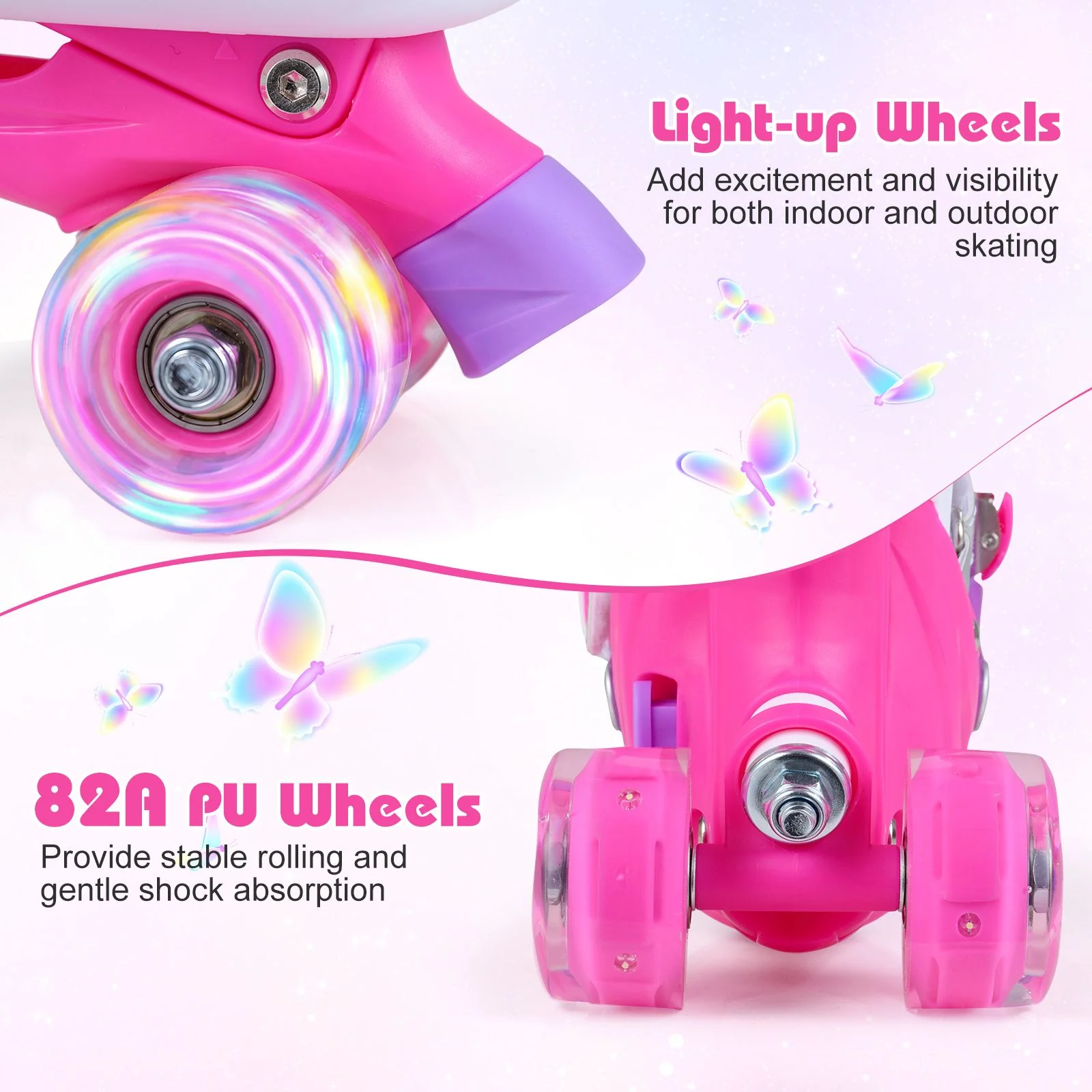 Kids Roller Skates for Toddlers Ages 7-9 with 4 Light-up Wheels for Outdoor Activities - Image 7