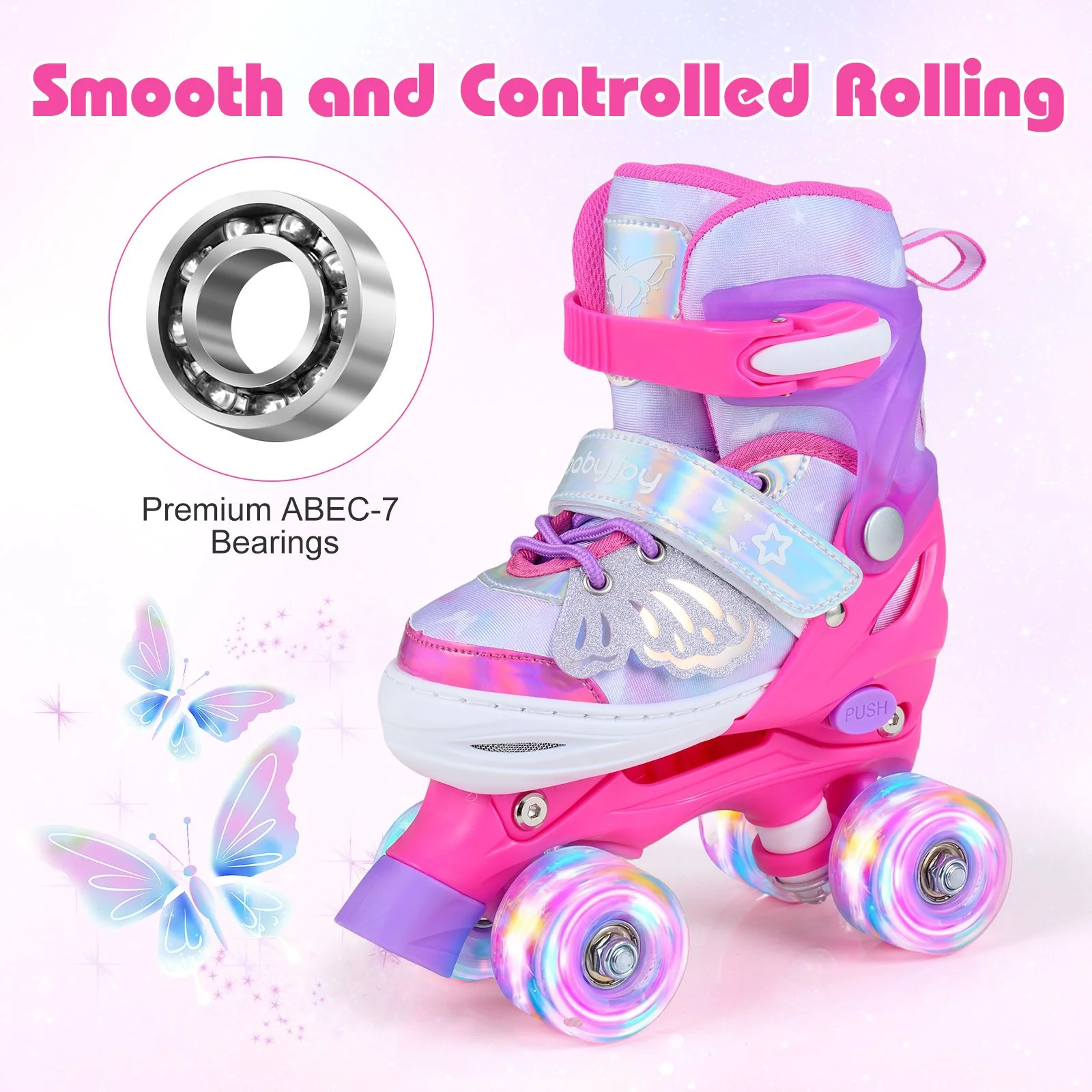 Kids Roller Skates for Toddlers Ages 7-9 with 4 Light-up Wheels for Outdoor Activities - Image 8