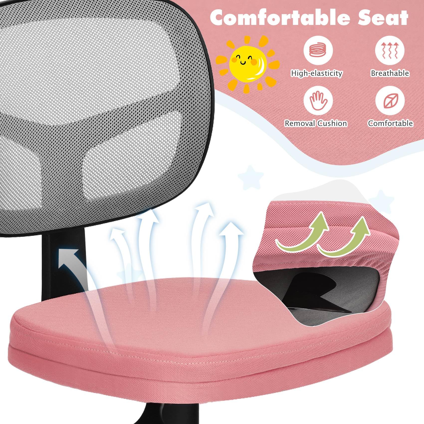 Kids Swivel Desk Computer Chair Home Office Adjustable Children Mesh Study Chair - Image 3