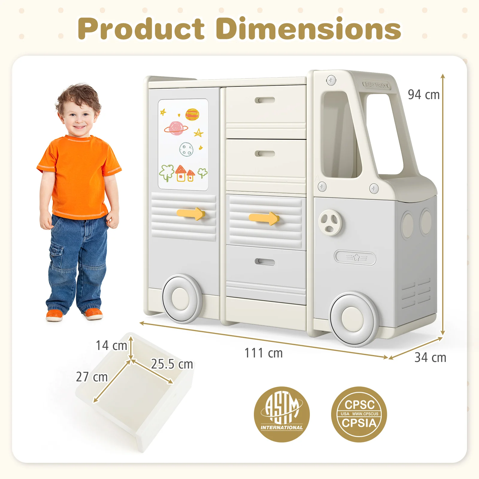 Kids Toy Storage Organizer, Bus-shaped Children Cabinet - Image 9
