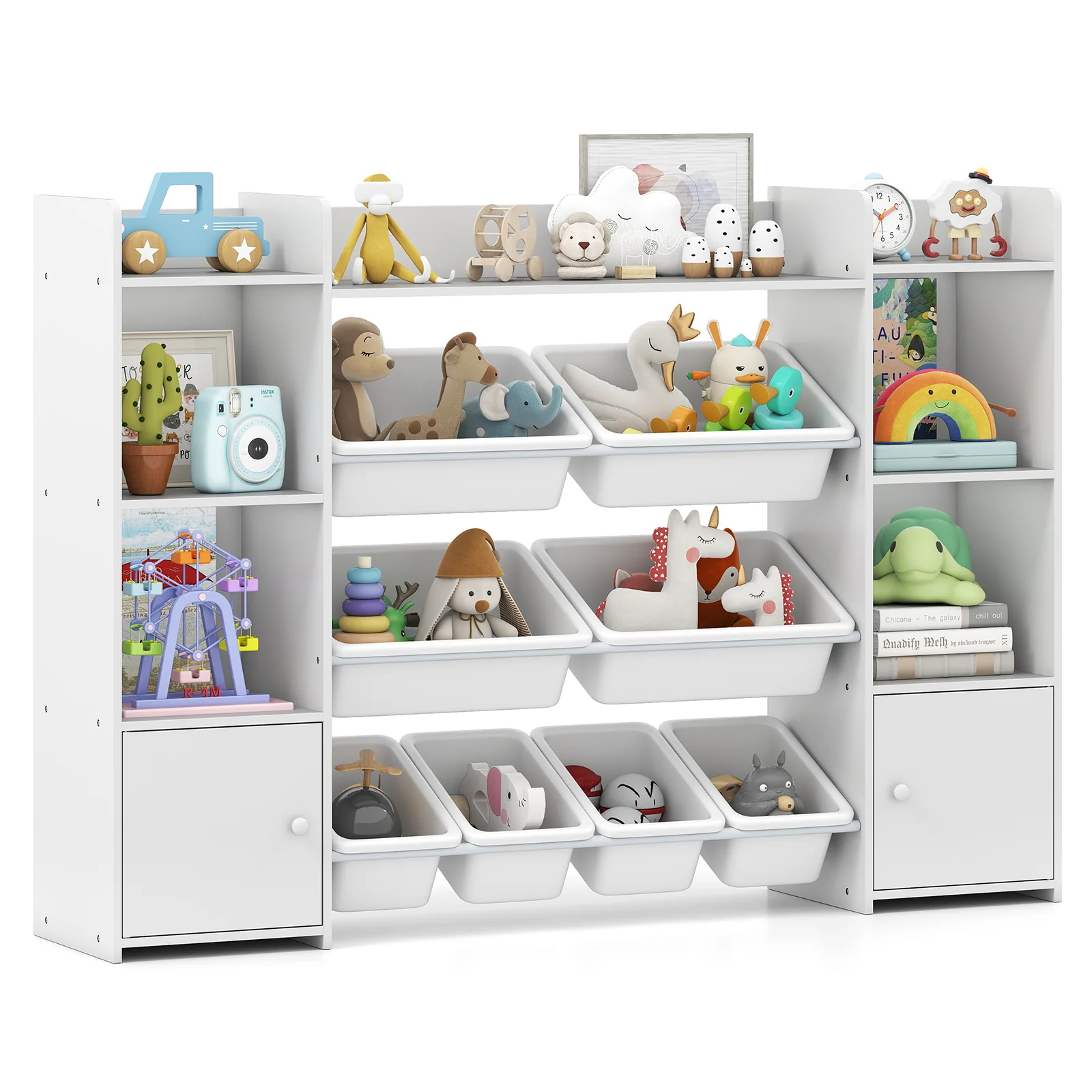 Kids Toy Storage Organizer Shelf, 4-Tier Large Storage Cabinet