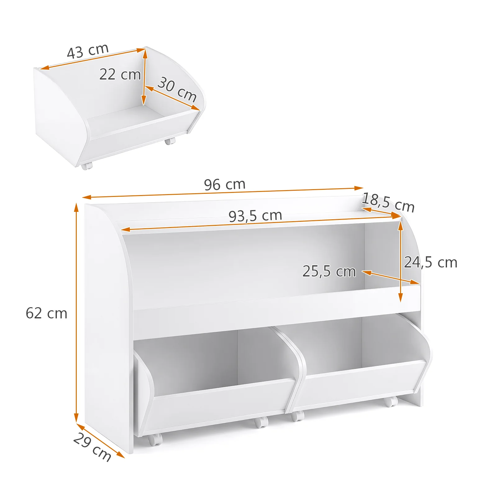 Kids Toy Storage Organizer, Toddler Wooden Montessori Toy Storage Shelf with 2 Rolling Drawers - Image 3