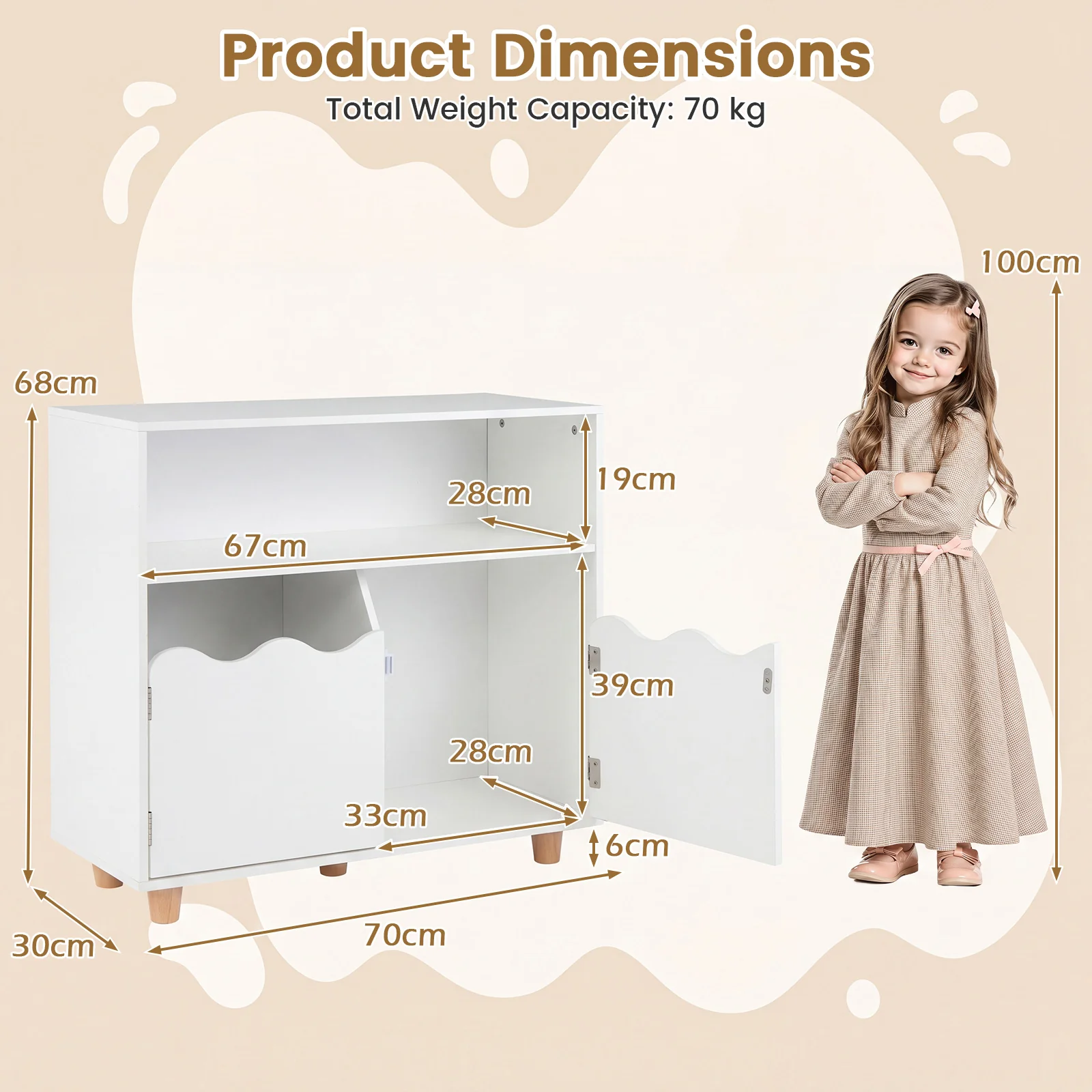 Kids Toy Storage Organizer, Wooden Bookshelf with 2 Anti-Toppling Devices, Top Surface - Image 8