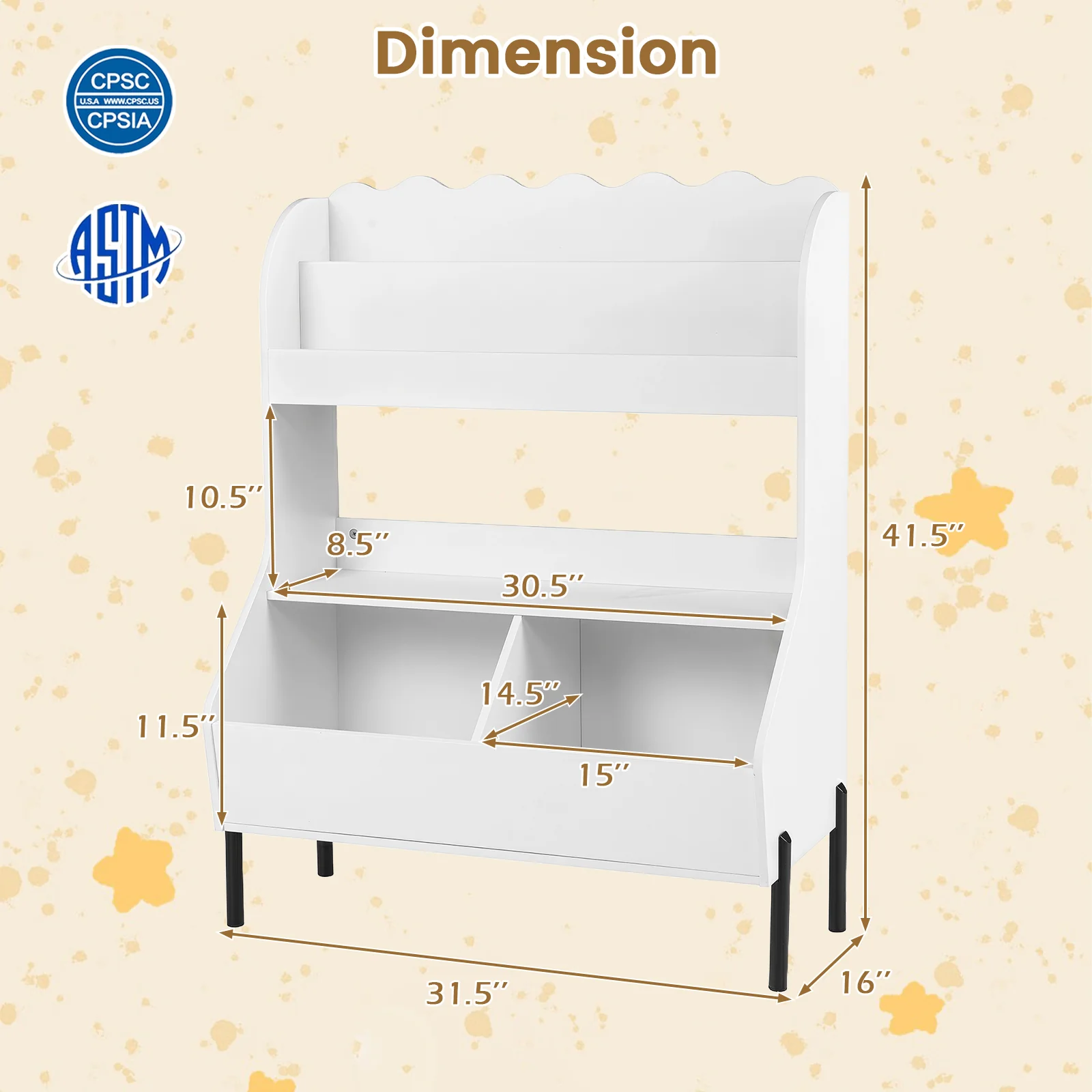 Kids Toy Storage Organizer, Wooden Montessori Bookshelf with 2 Storage Bins and Open Shelf - Image 10