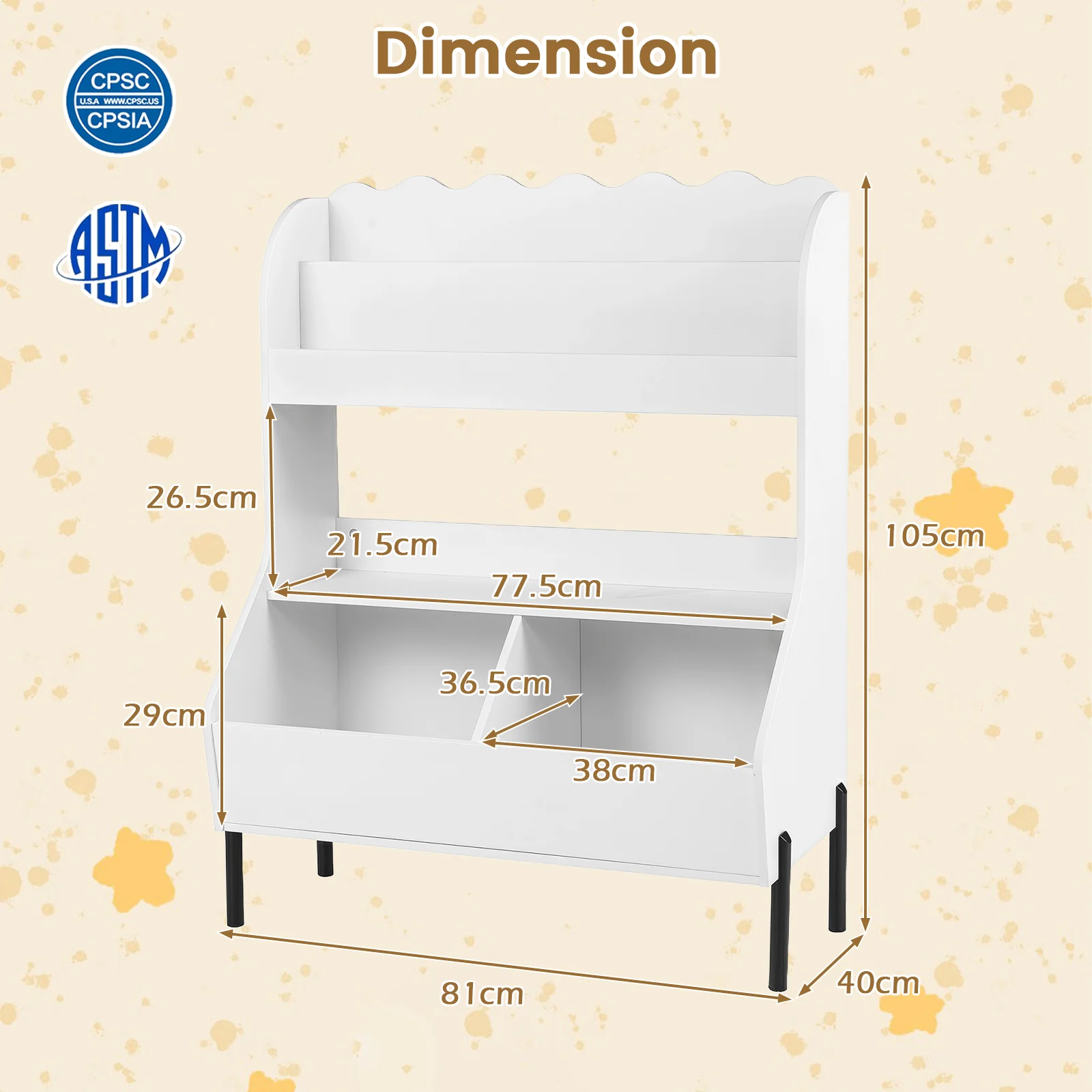 Kids Toy Storage Organizer, Wooden Montessori Bookshelf with 2 Storage Bins and Open Shelf - Image 11