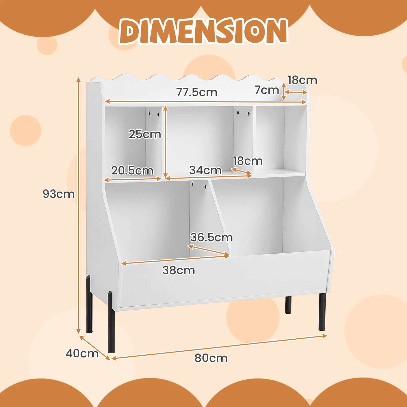 Kids Toy Storage Organizer, Wooden Montessori Bookshelf with 5 Storage Cubes, Toddler Storage Cabinet - Image 4