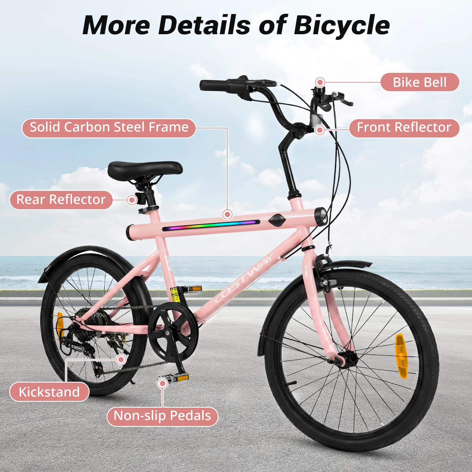 Lighted Cycling Bike with Adjustable Handlebar and Seat - Image 8