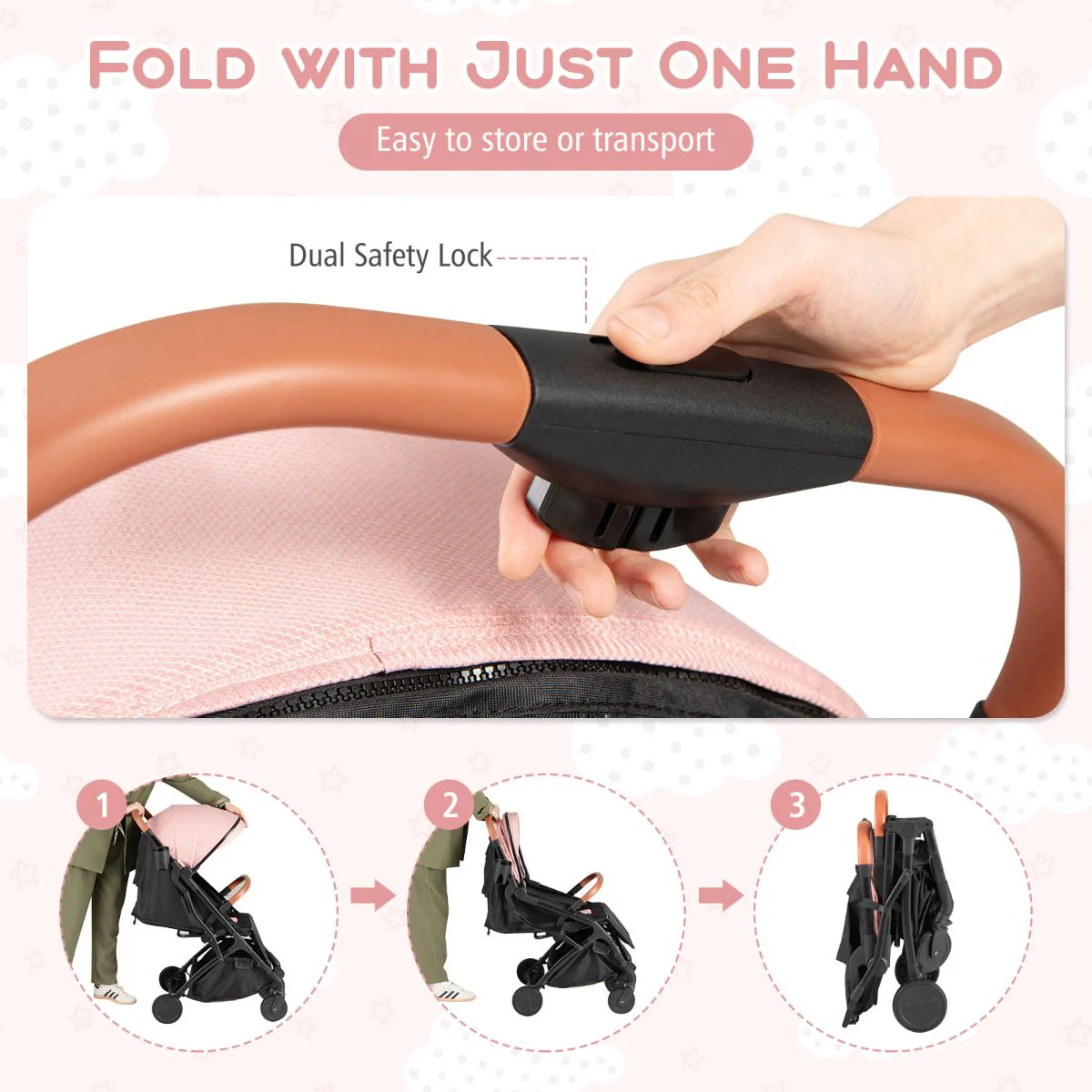 Lightweight Baby Stroller with Adjustable Backrest and Footmuff - Image 4
