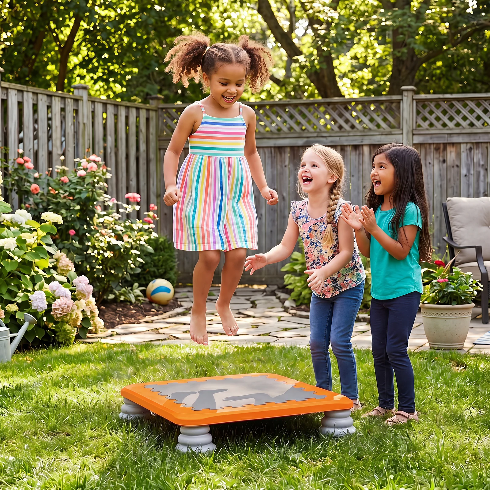 Mini Trampoline for Kids, 65 cm Trampoline Bouncing Board with 4 Removable & Non-Slip Foot Pads - Image 10