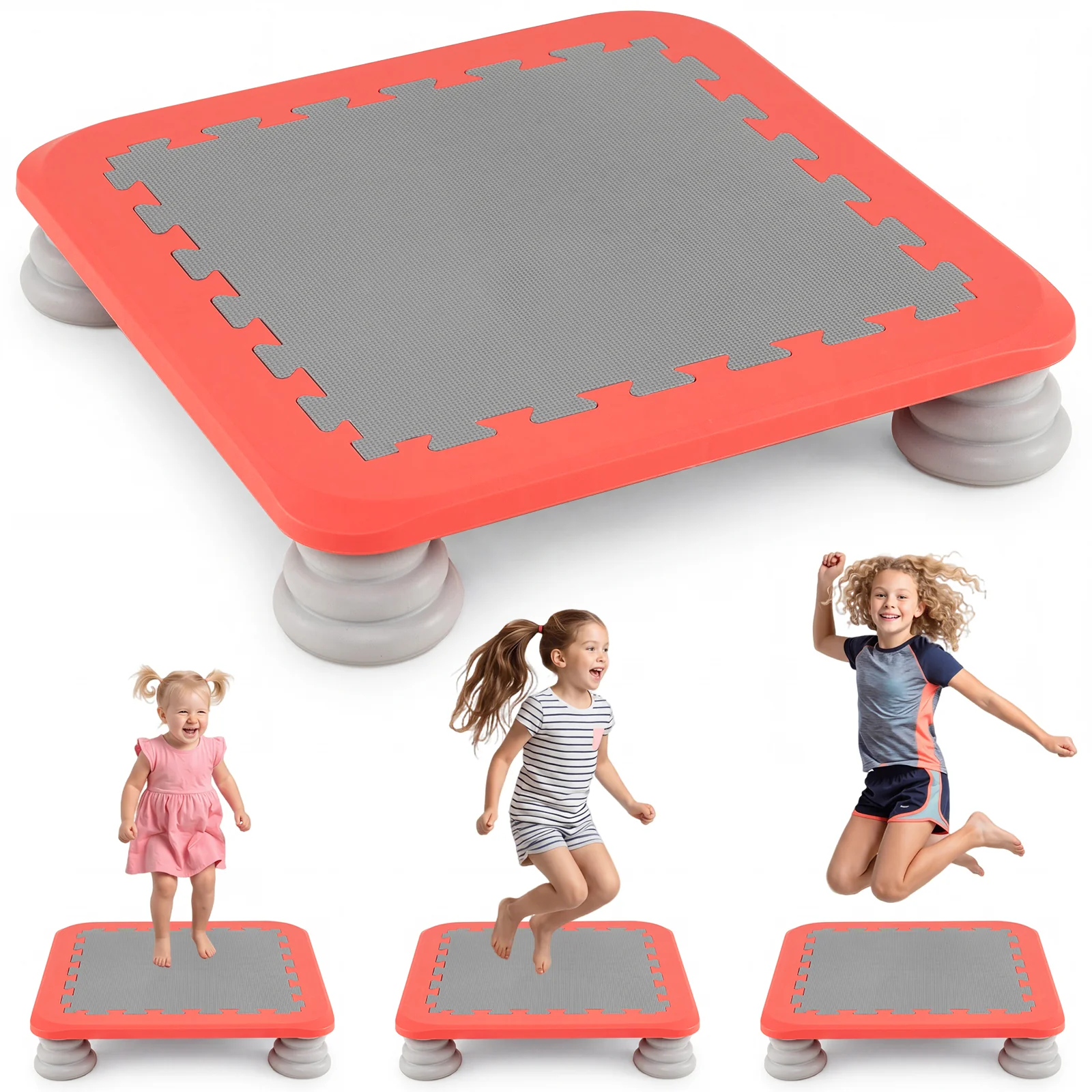 Mini Trampoline for Kids, 65 cm Trampoline Bouncing Board with 4 Removable & Non-Slip Foot Pads - Image 11