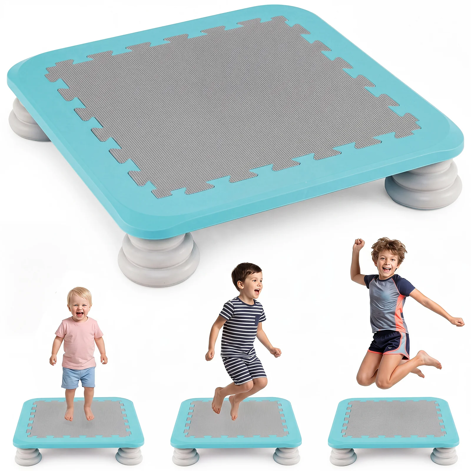 Mini Trampoline for Kids, 65 cm Trampoline Bouncing Board with 4 Removable & Non-Slip Foot Pads - Image 12