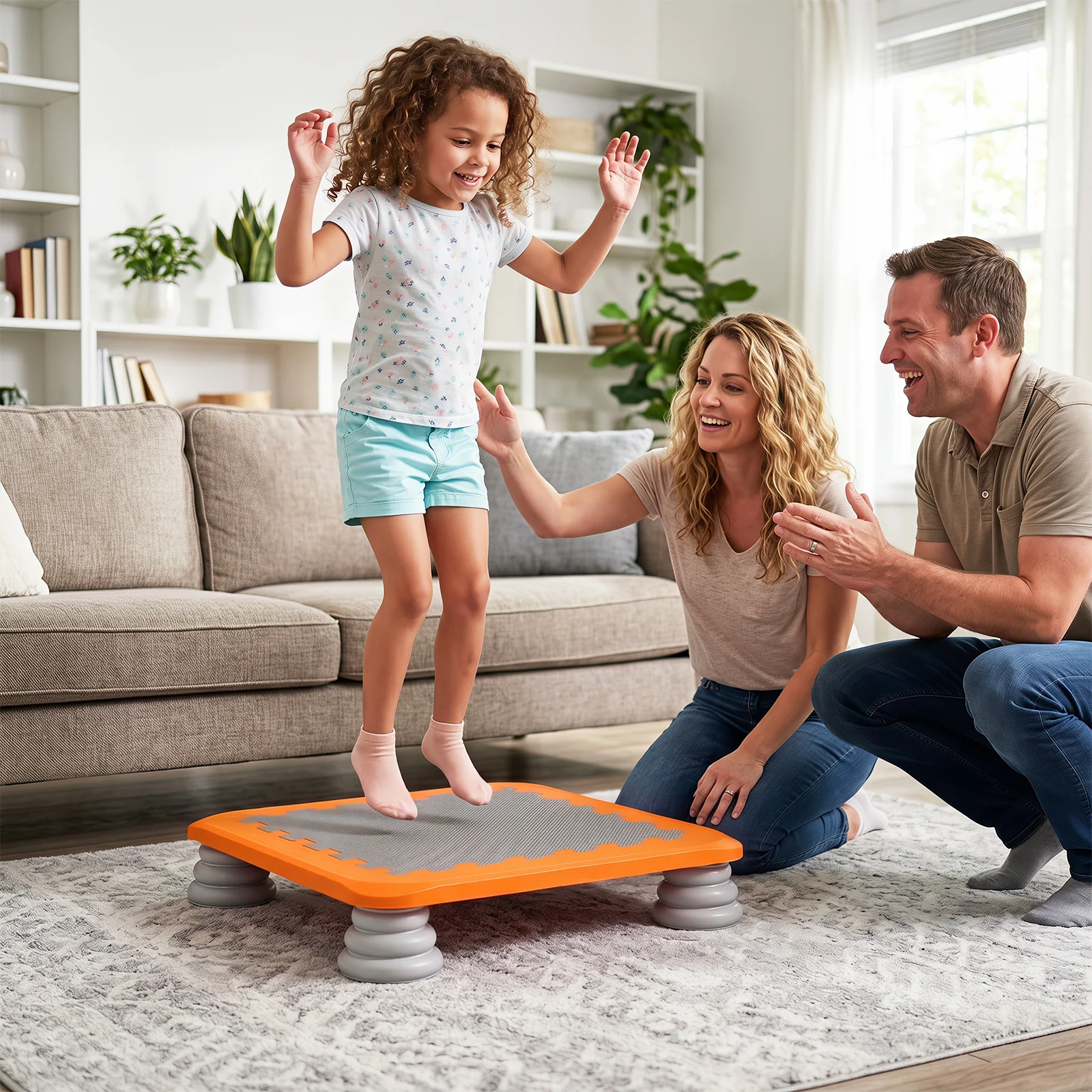 Mini Trampoline for Kids, 65 cm Trampoline Bouncing Board with 4 Removable & Non-Slip Foot Pads - Image 2