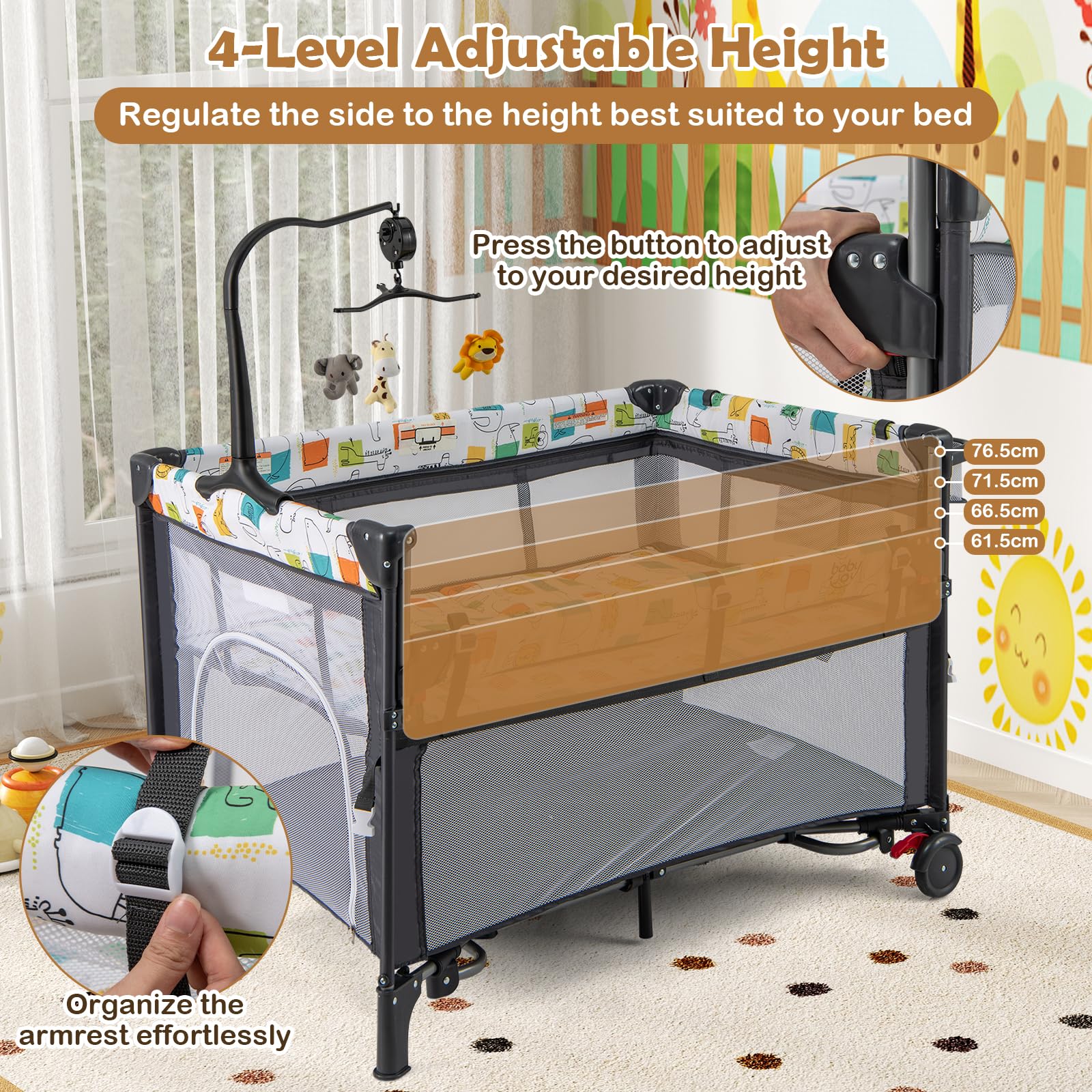 Multifunctional Baby Bassinet Bedside Sleeper, Baby Portacot - Image 3