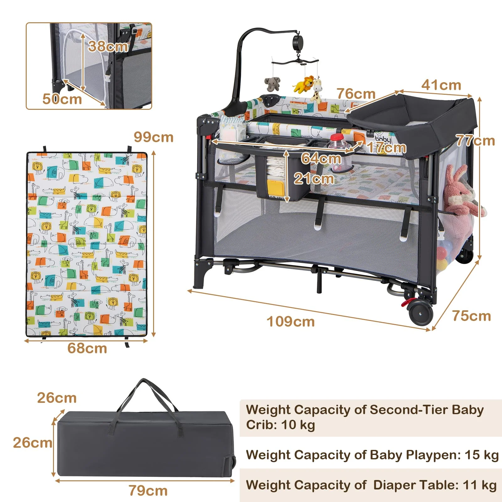 Multifunctional Baby Bassinet Bedside Sleeper, Baby Portacot - Image 4