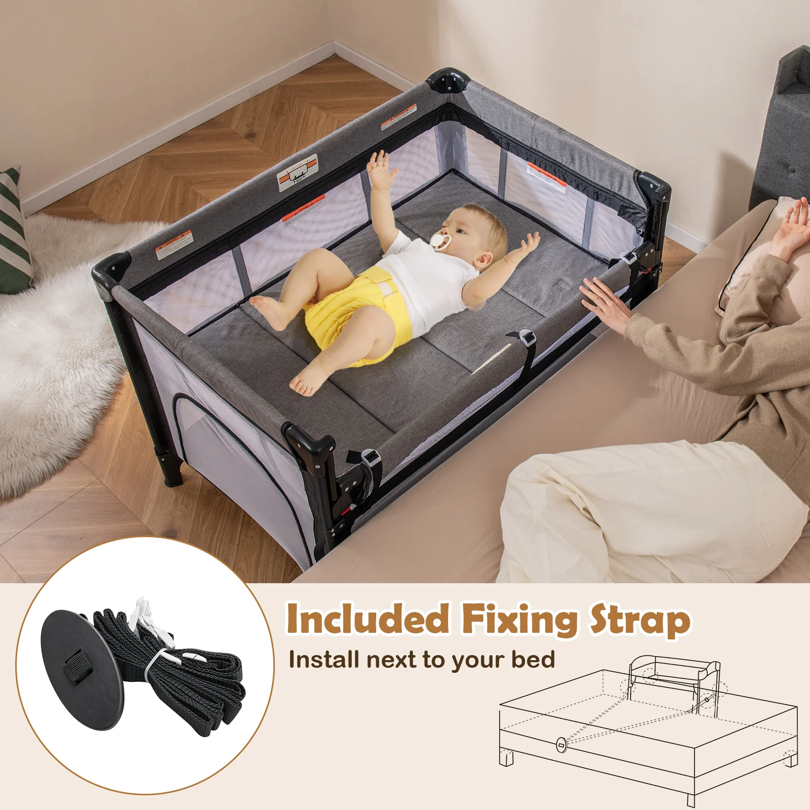 Multifunctional Baby Bassinet Bedside Sleeper, Baby Portacot - Image 7