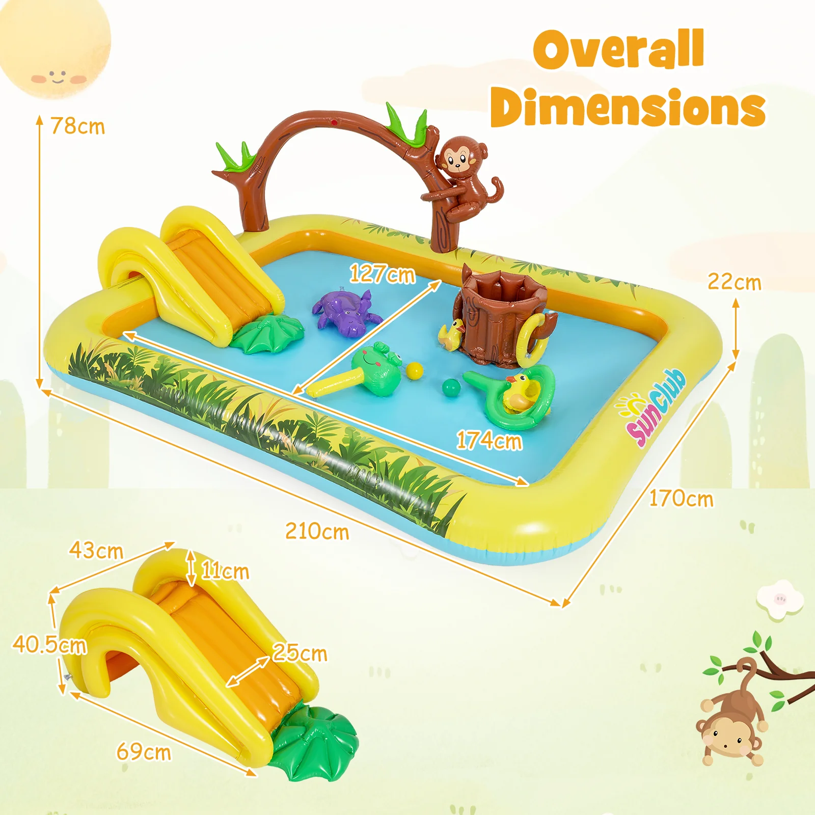 Inflatable Play Center, Animal Spray Pool with Slide, Arch-shaped Sprinkle - Image 3